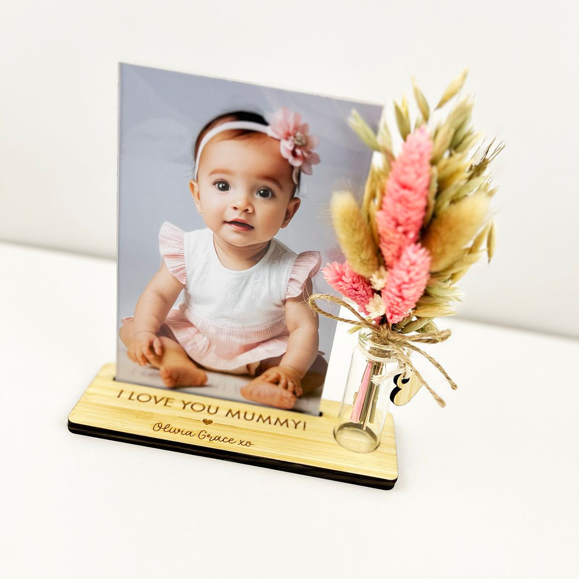 Personalised Dried Flower Photo Stand (2 flower options)