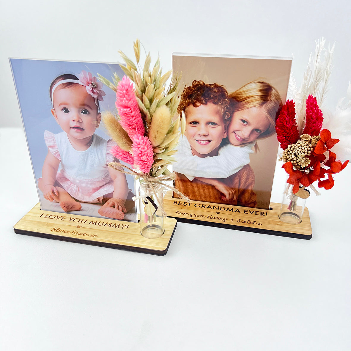 Personalised Dried Flower Photo Stand (2 flower options)