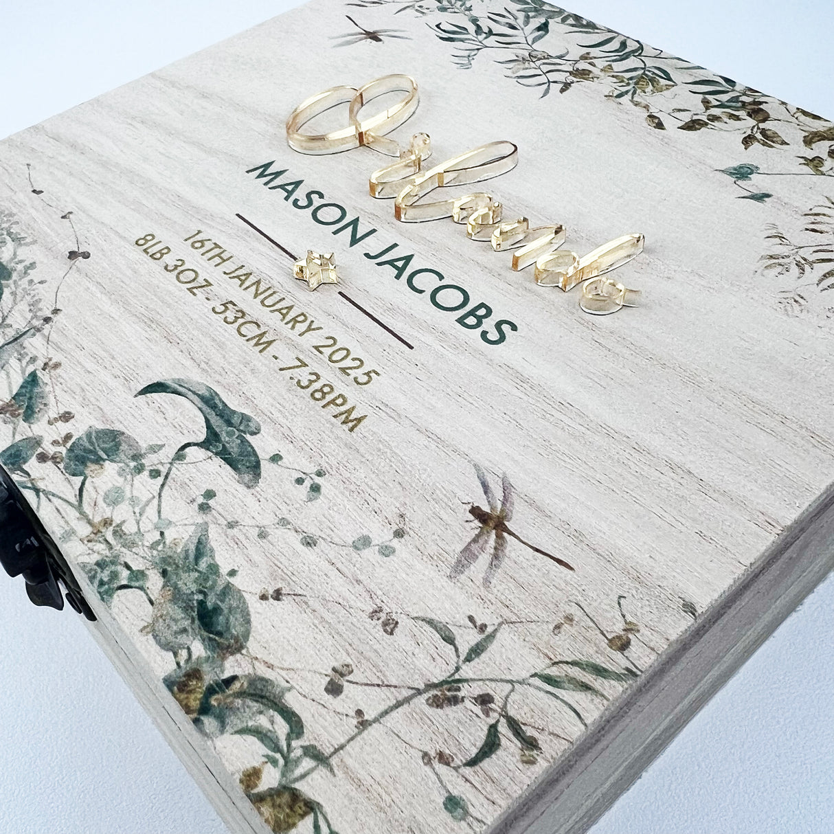 Printed Rainforest 3D Birth Details Square Keepsake Box