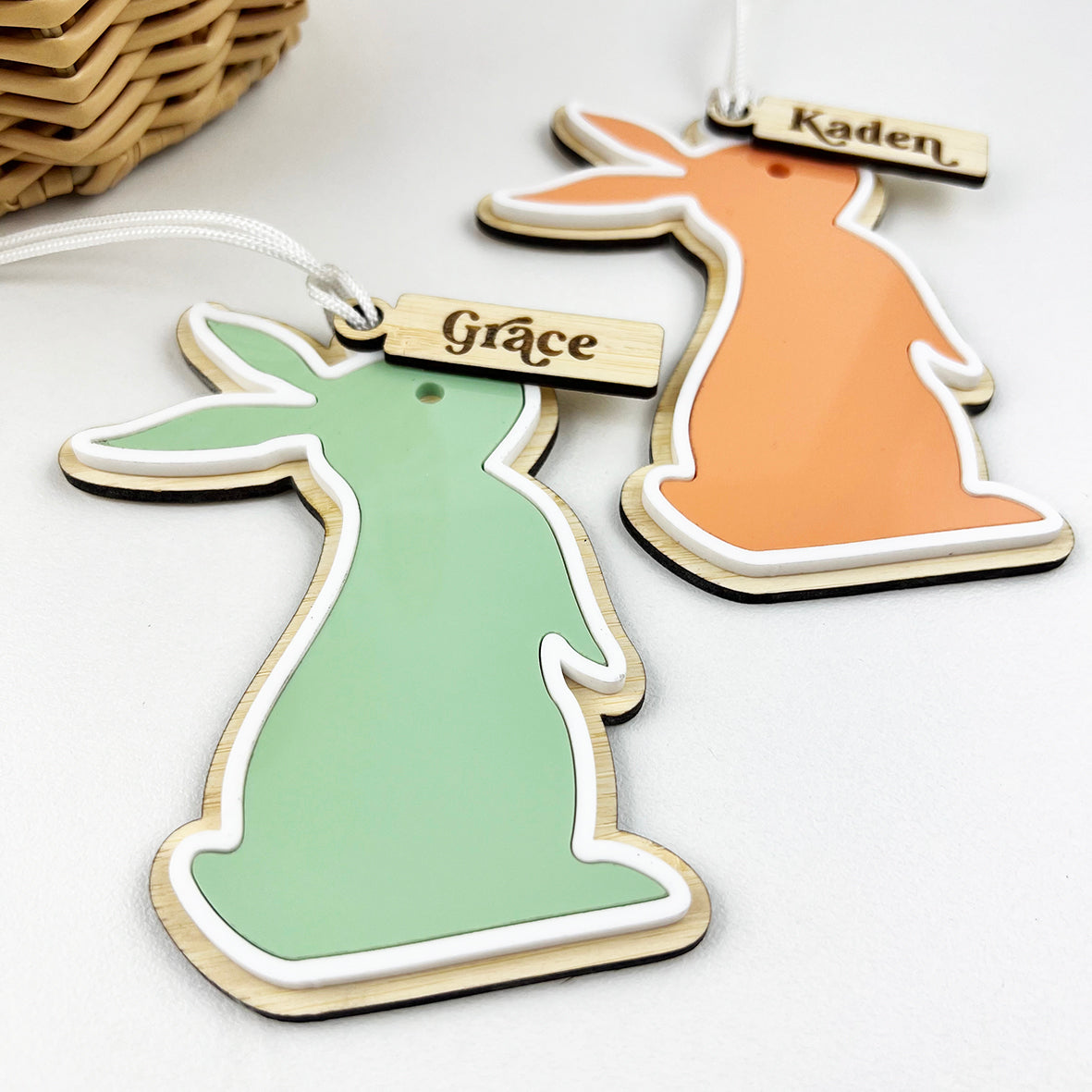 Coloured Rabbit Ornament and Name Tag