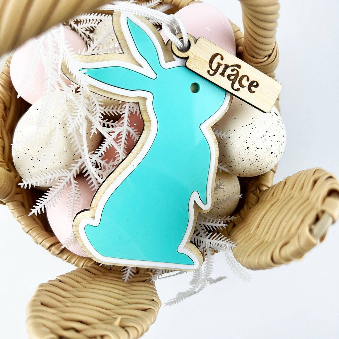 Coloured Rabbit Ornament and Name Tag