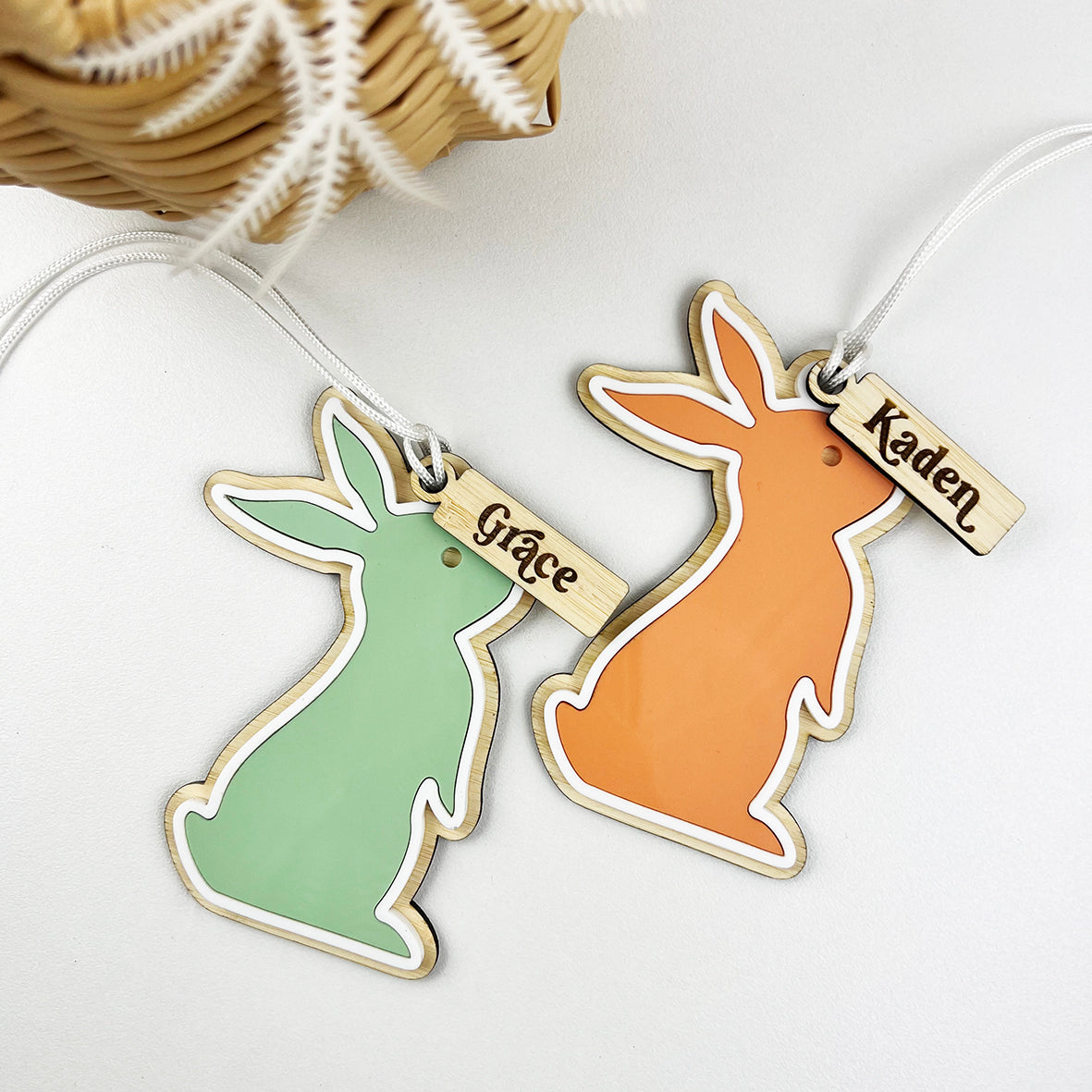 Coloured Rabbit Ornament and Name Tag