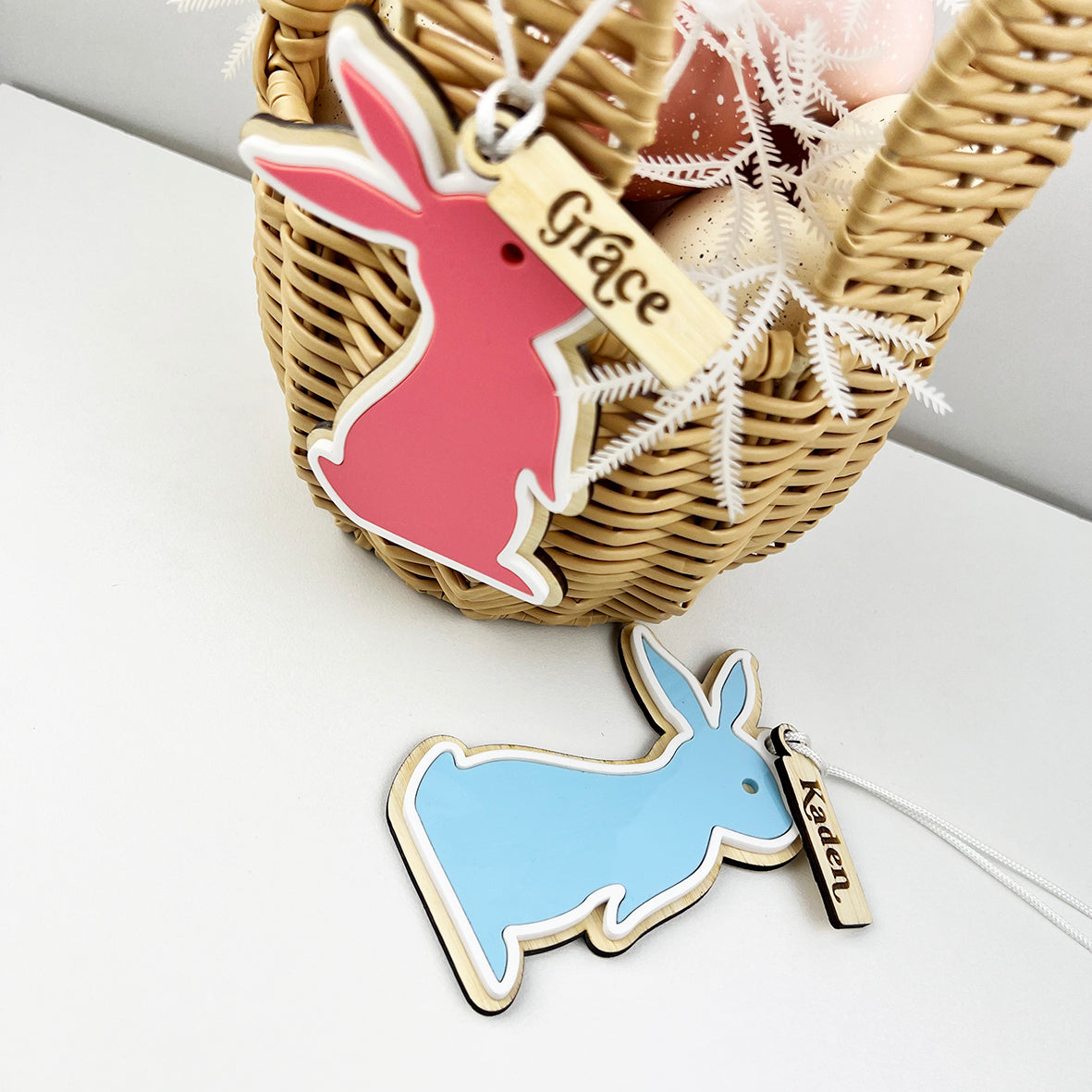 Coloured Rabbit Ornament and Name Tag