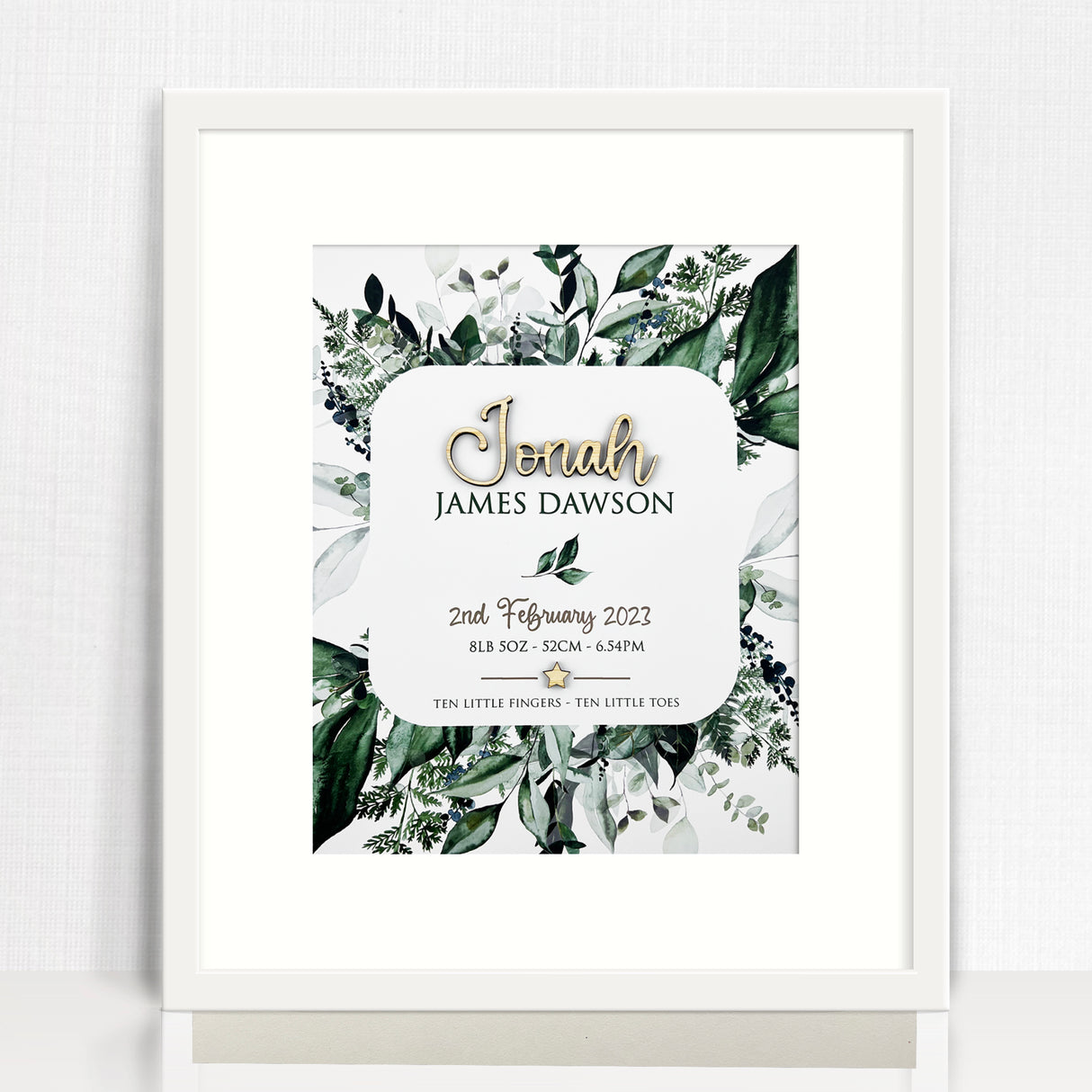 Bamboo (2 colour options) Rainforest Spray 3D Personalised Birth Print