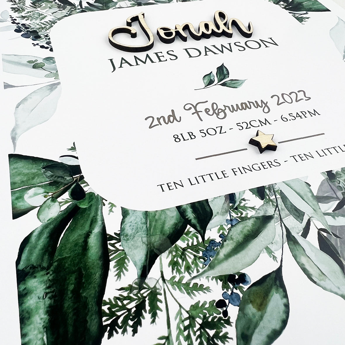 Bamboo (2 colour options) Rainforest Spray 3D Personalised Birth Print