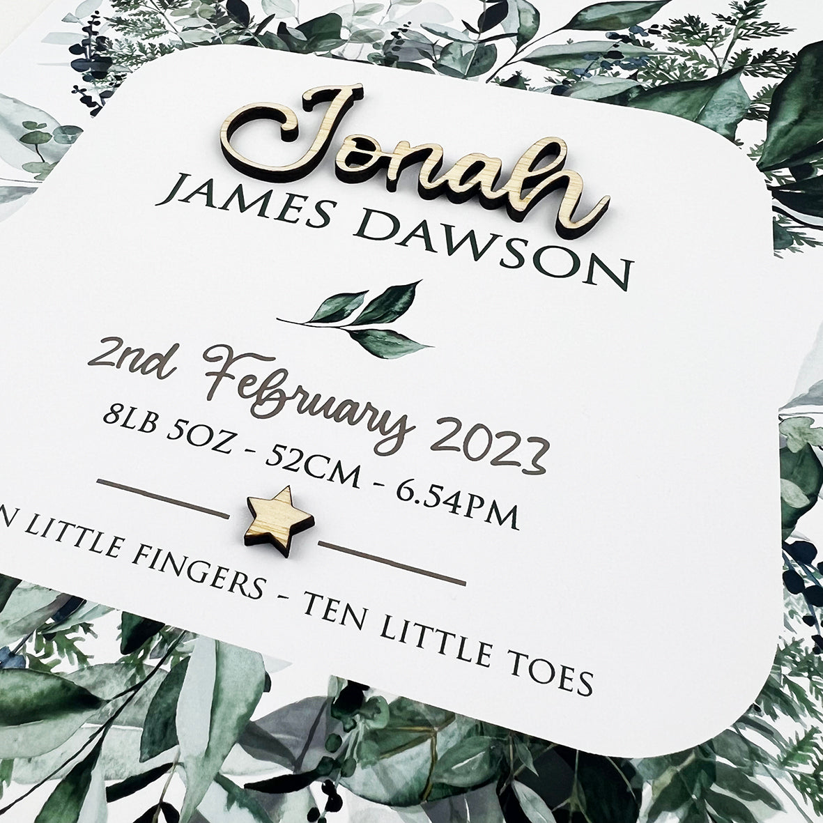 Bamboo (2 colour options) Rainforest Spray 3D Personalised Birth Print