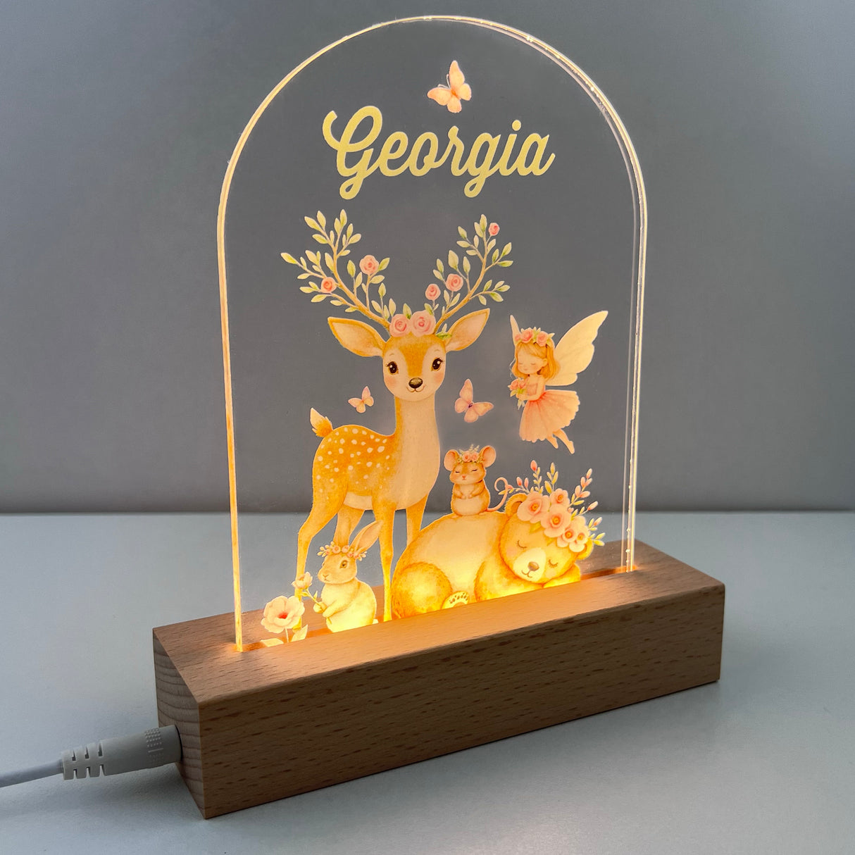 Rainforest Animals Personalised Night Light