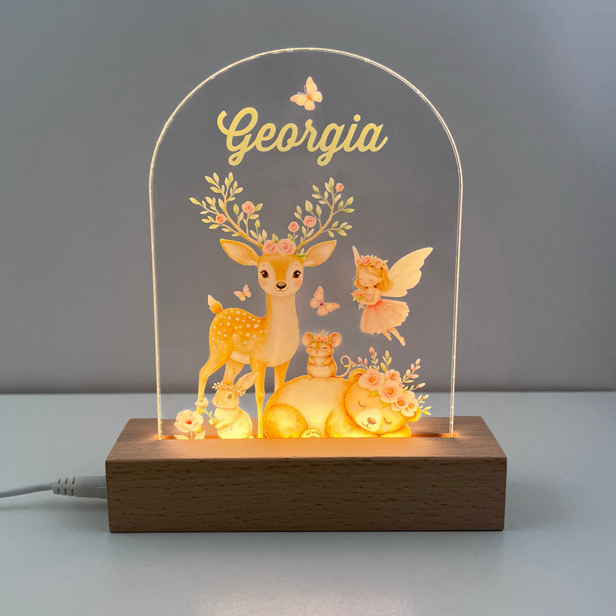 Rainforest Animals Personalised Night Light