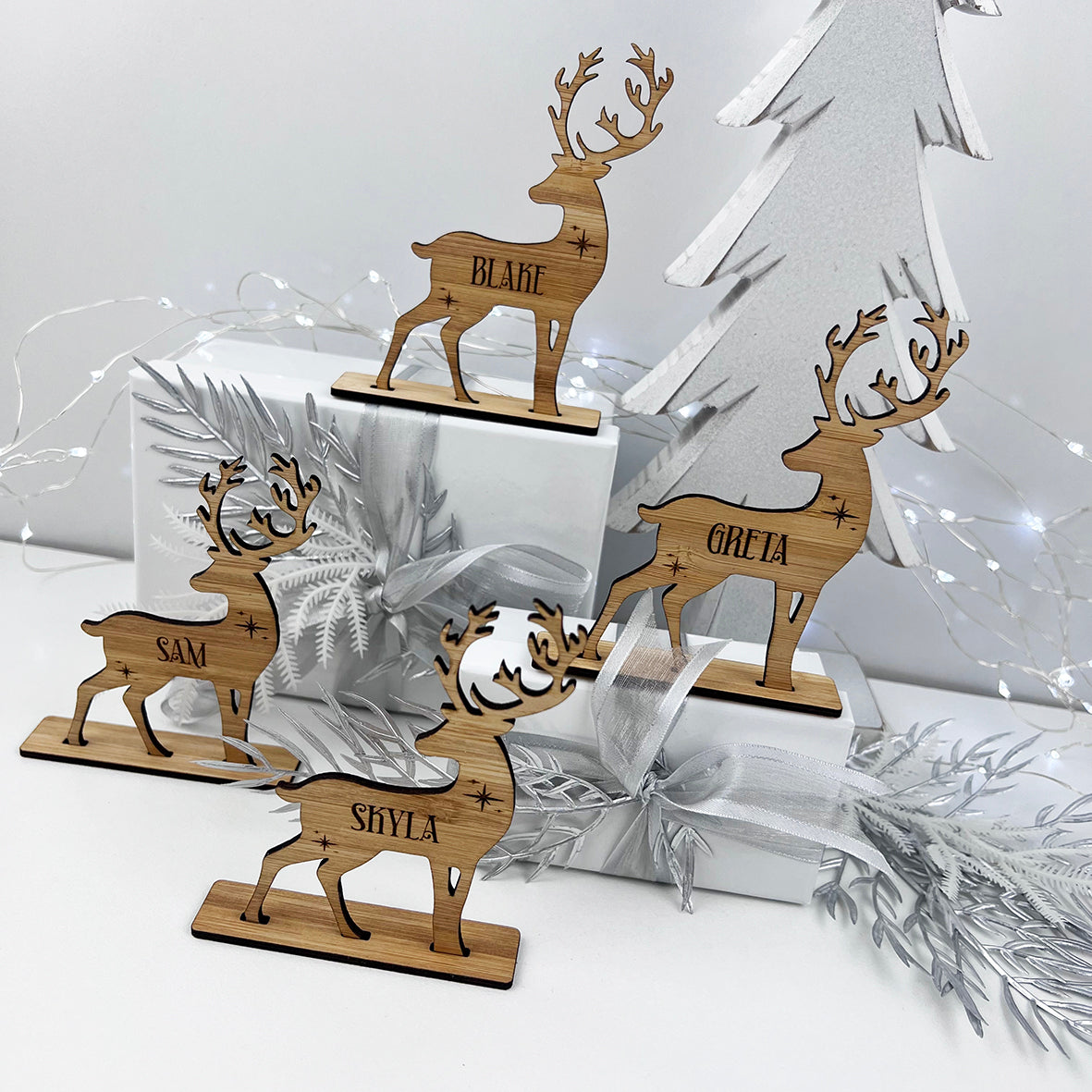 Personalised Reindeer Name Decorations (2 colours)