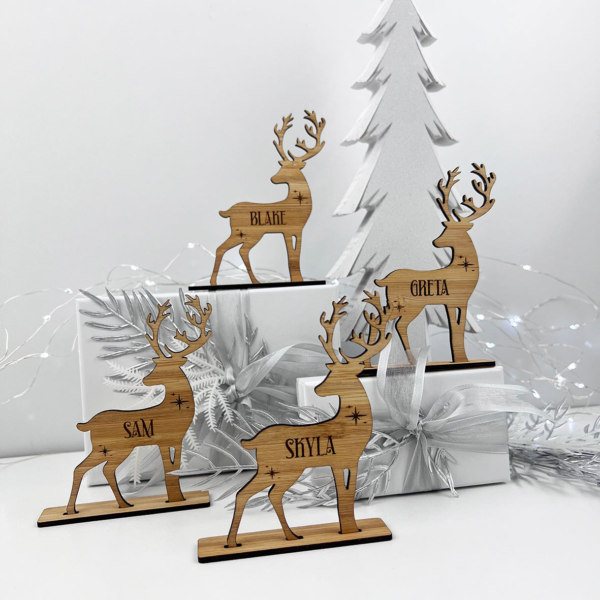 Personalised Reindeer Name Decorations (2 colours)
