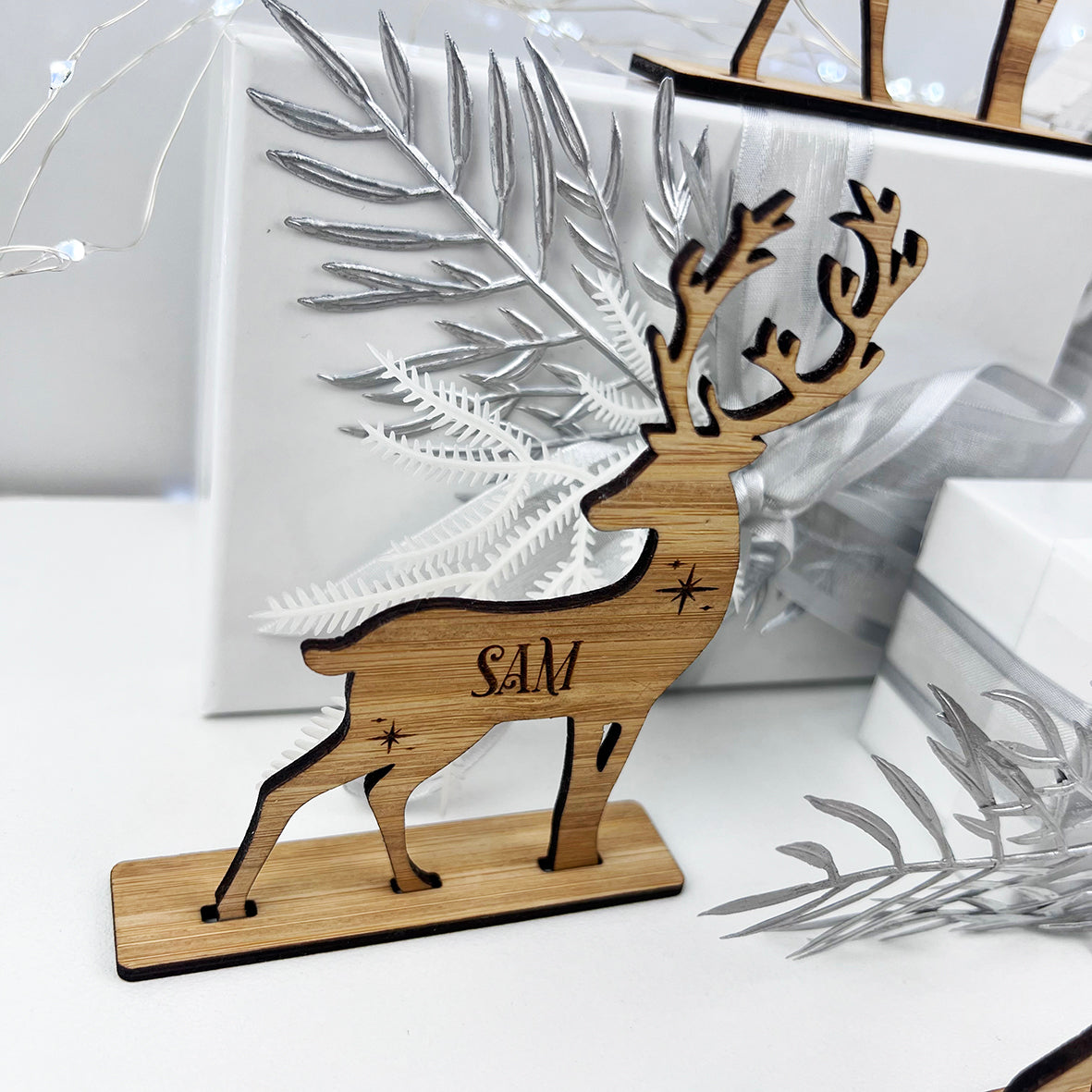 Personalised Reindeer Name Decorations (2 colours)