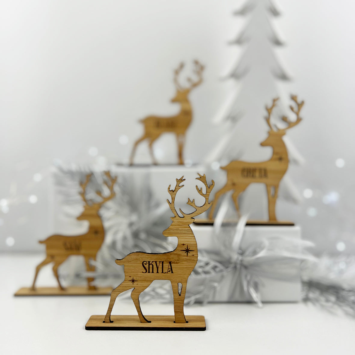Personalised Reindeer Name Decorations (2 colours)