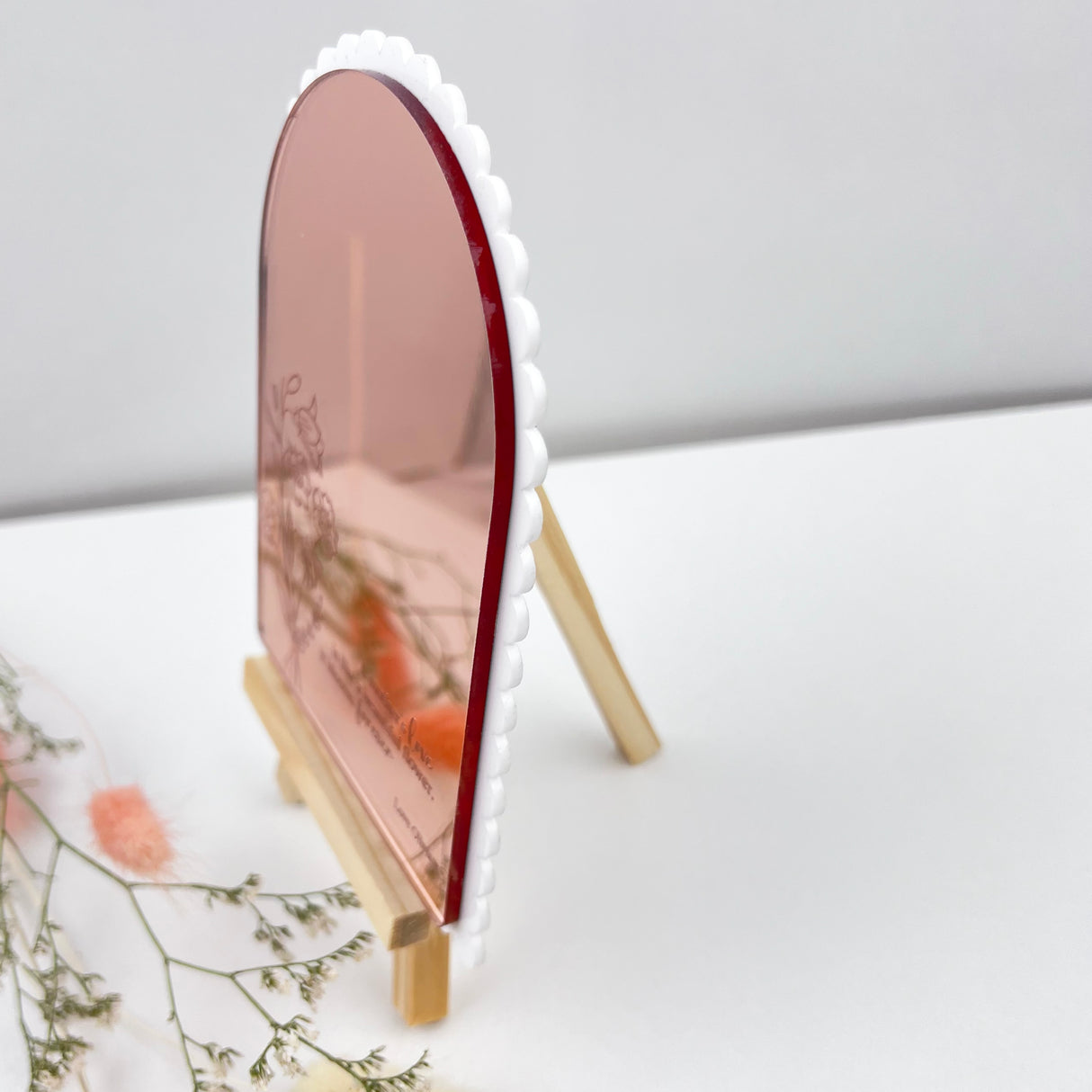 Personalised Magnetic Scalloped Arch Mirror (easel optional)