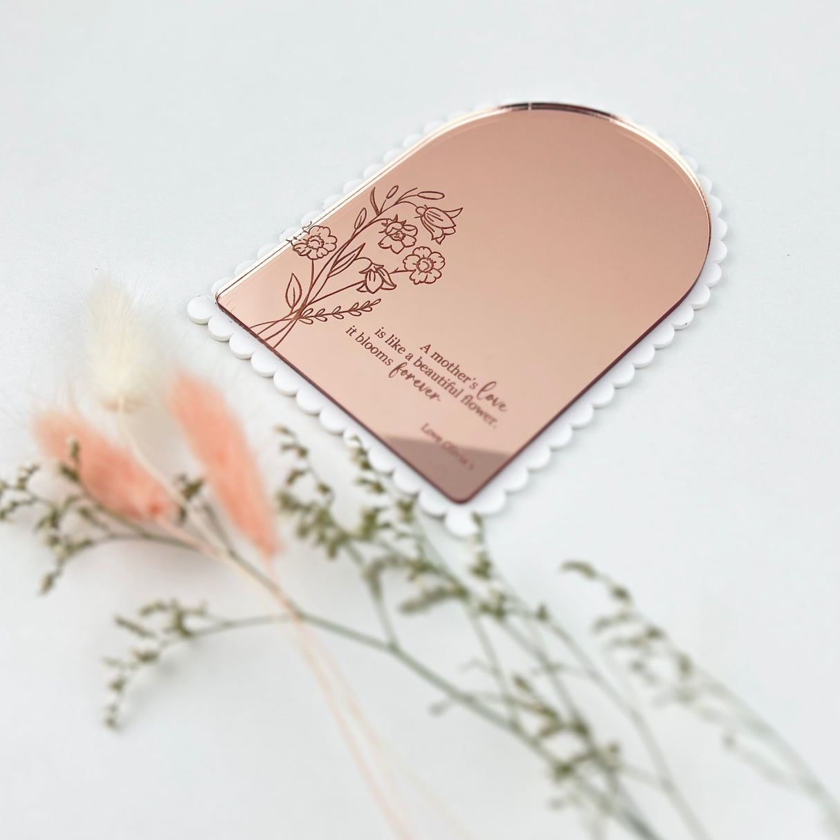 Personalised Magnetic Scalloped Arch Mirror (easel optional)