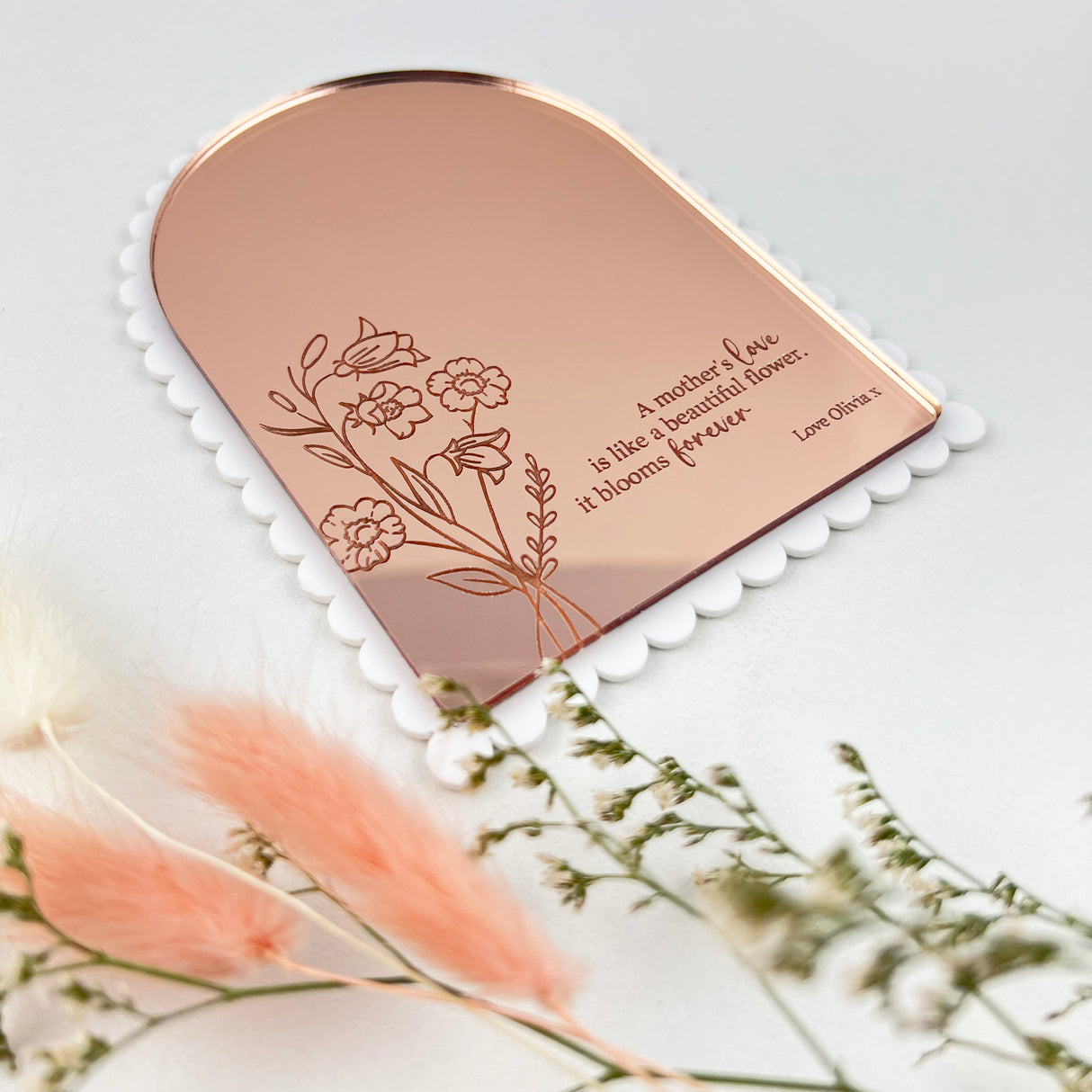 Personalised Magnetic Scalloped Arch Mirror (easel optional)