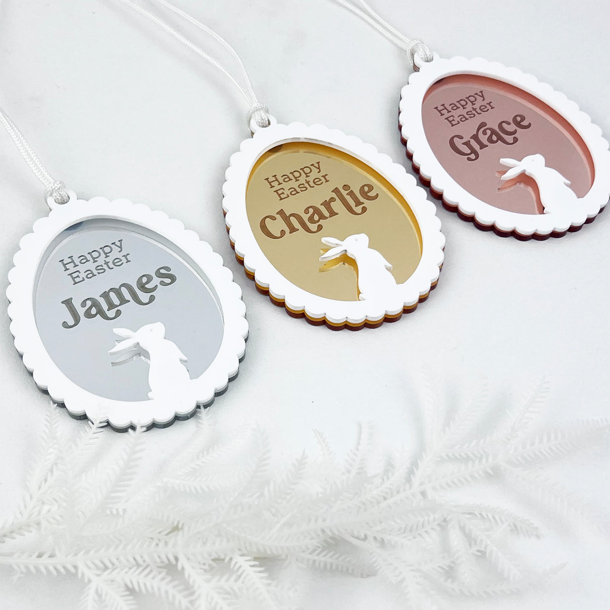 Scalloped Mirror Name Tag (3 colours)