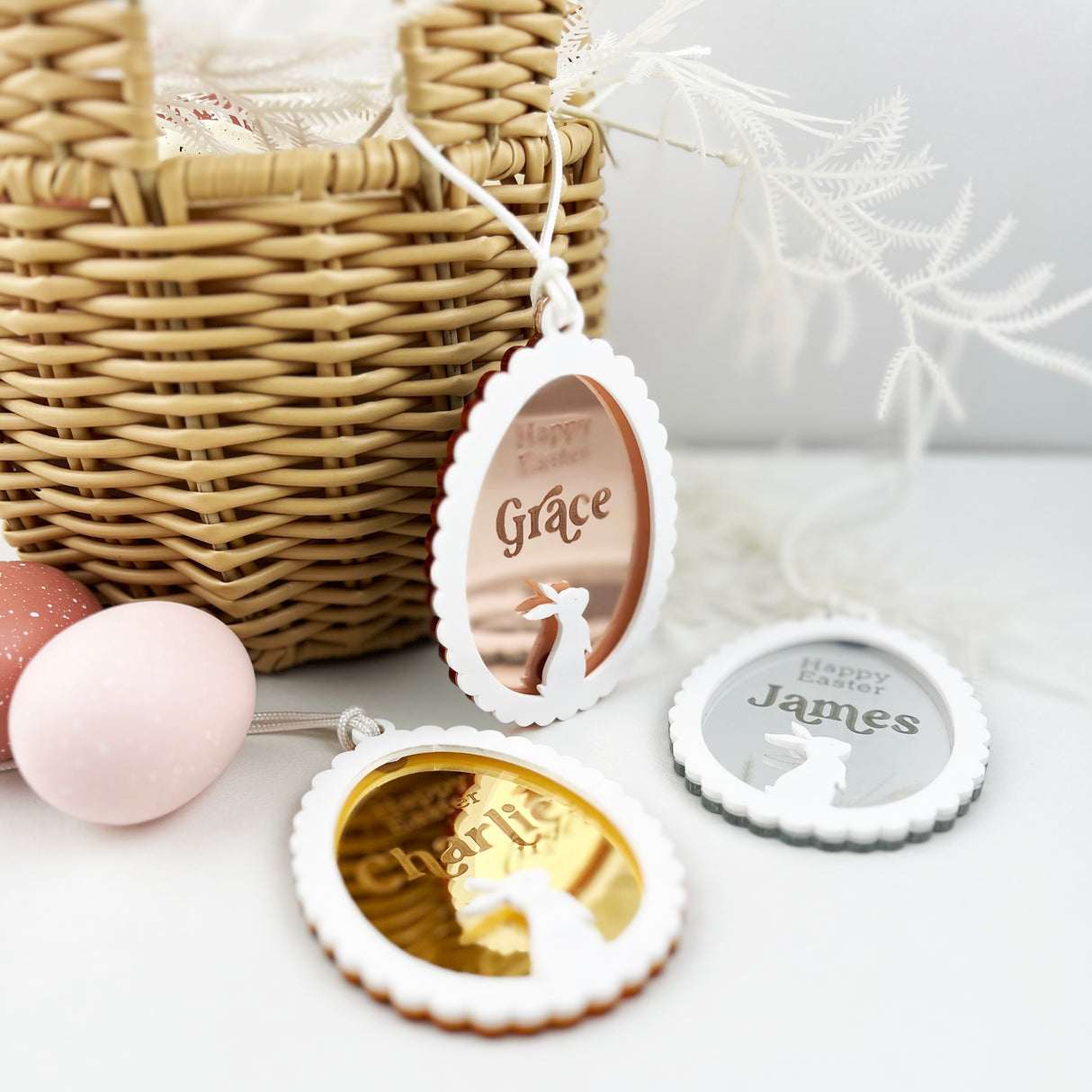 Scalloped Mirror Name Tag (3 colours)