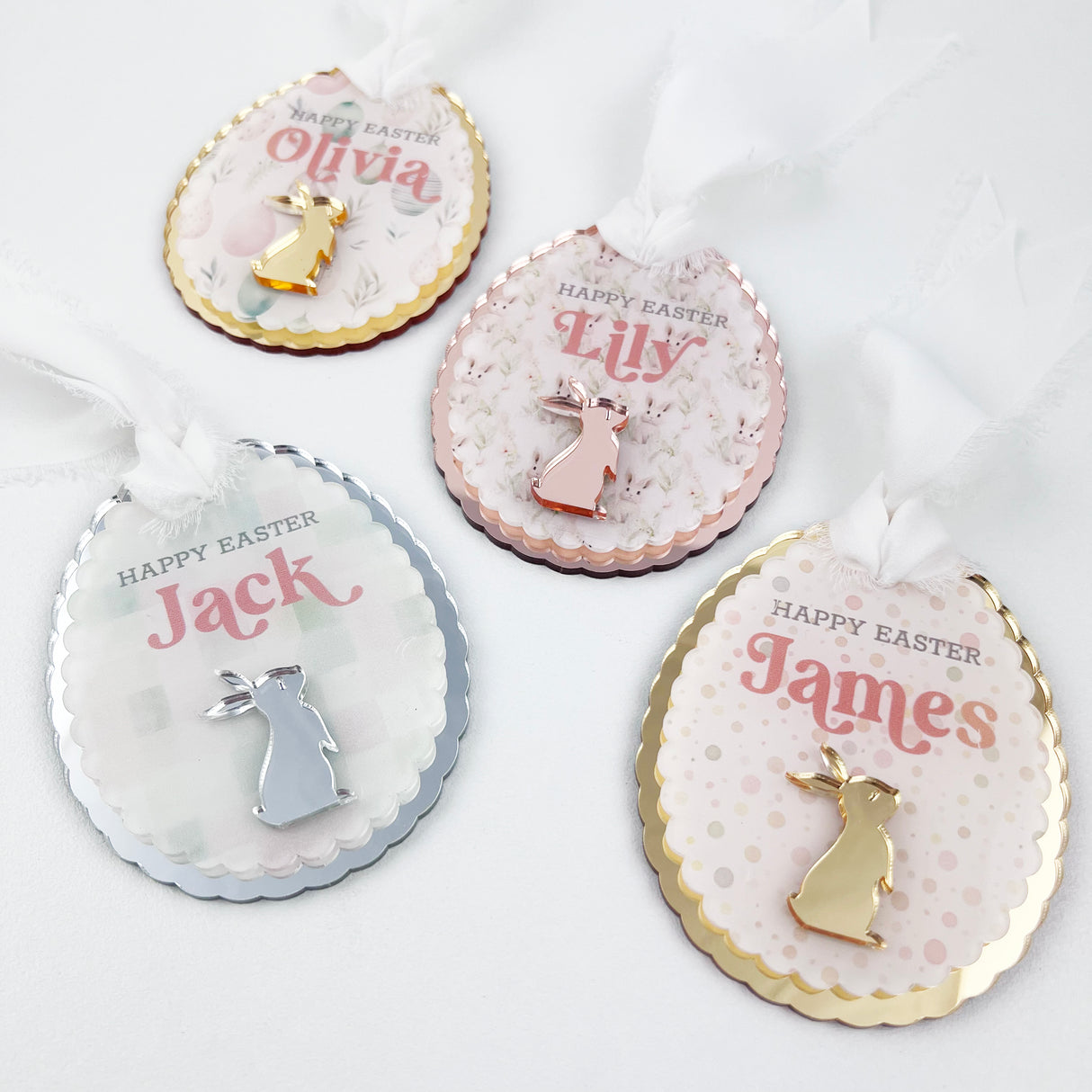 Luxe Scalloped Mirror Pattern Easter Ornament (various options)