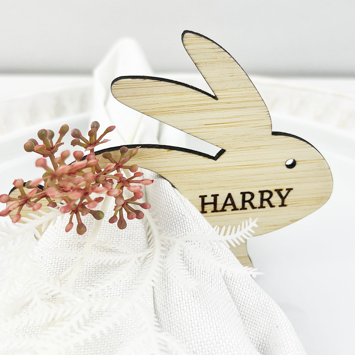 Personalised Sitting Bunny Bamboo Napkin Holders