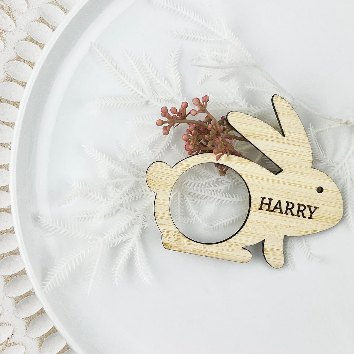 Personalised Sitting Bunny Bamboo Napkin Holders