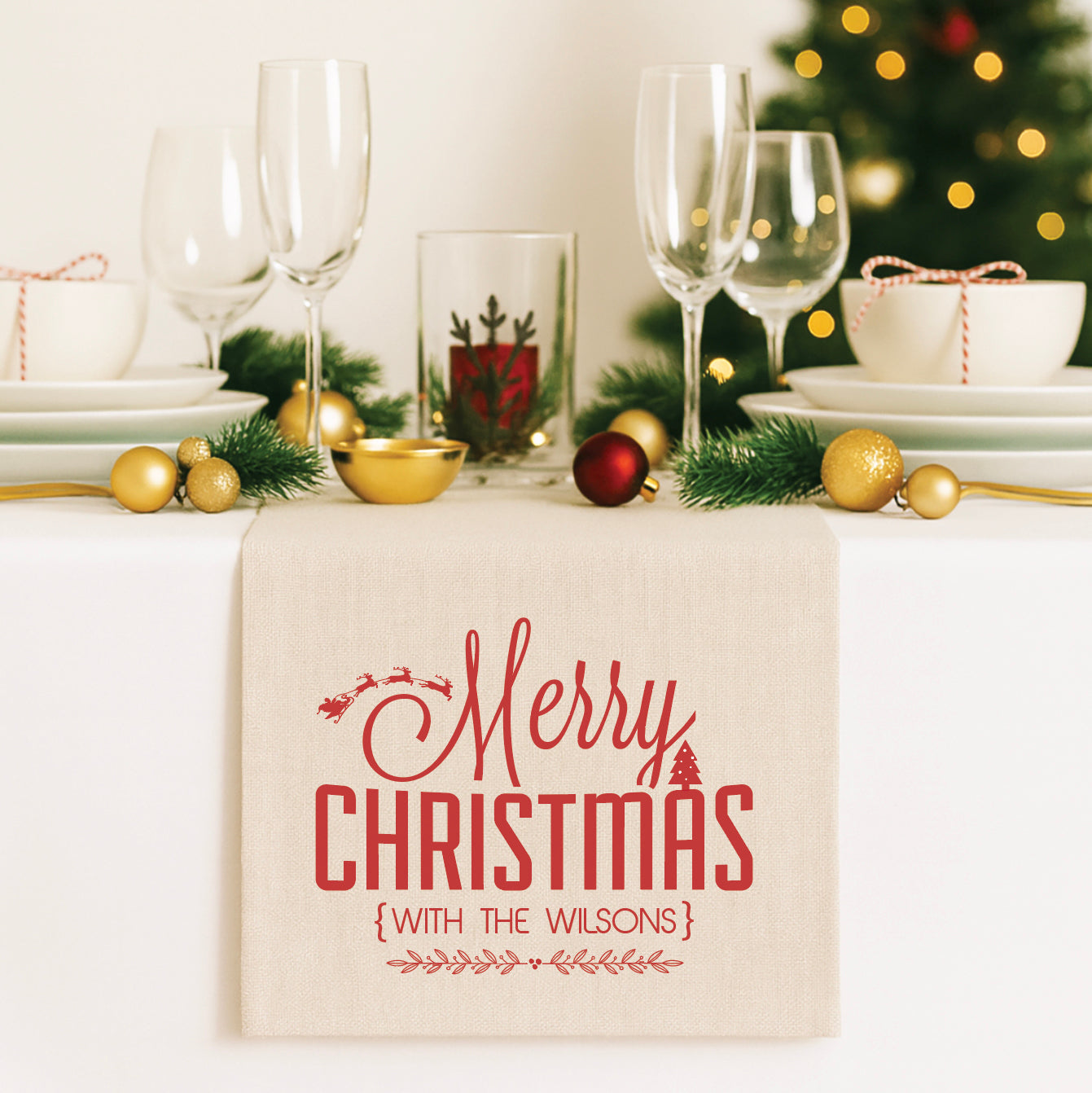 Sleigh & Tree Table Runner (2 sizes)