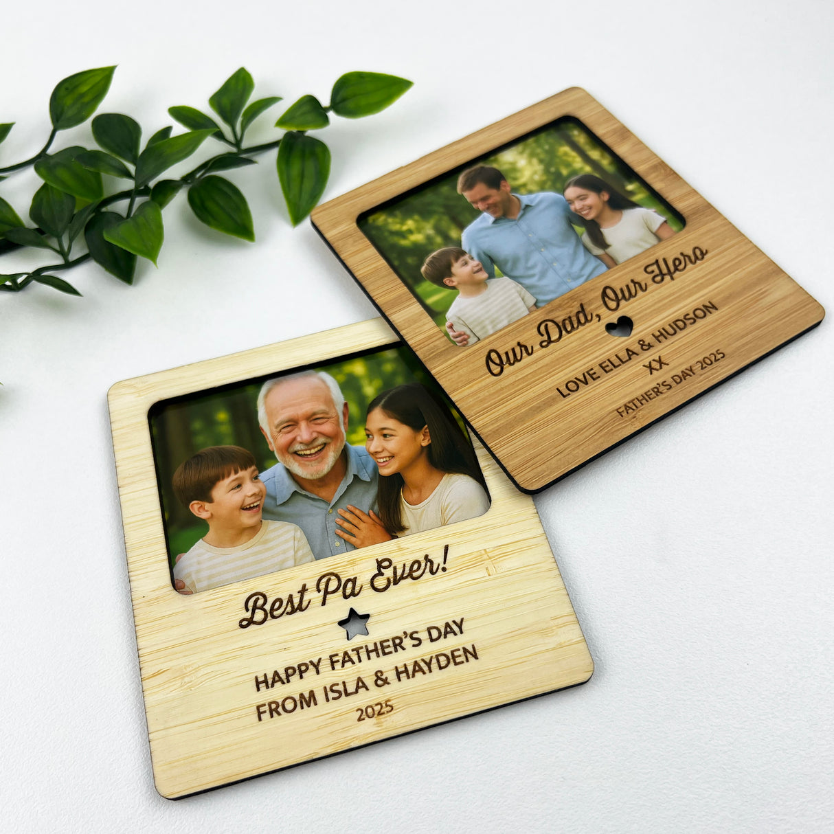 Personalised Bamboo Text Photo Magnet