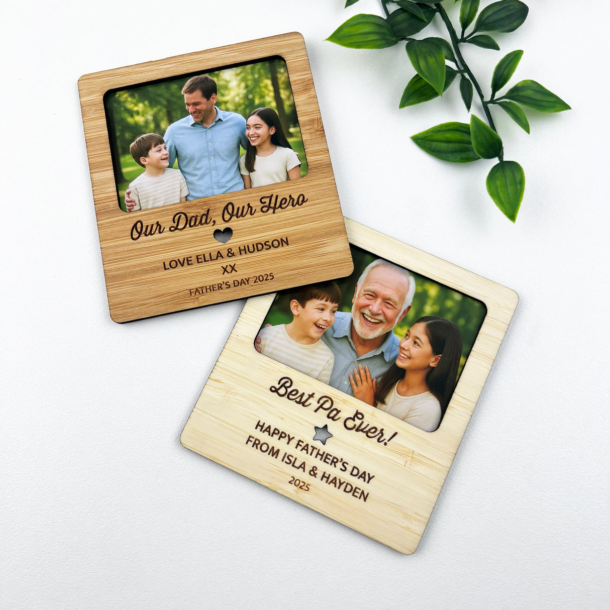 Personalised Bamboo Text Photo Magnet
