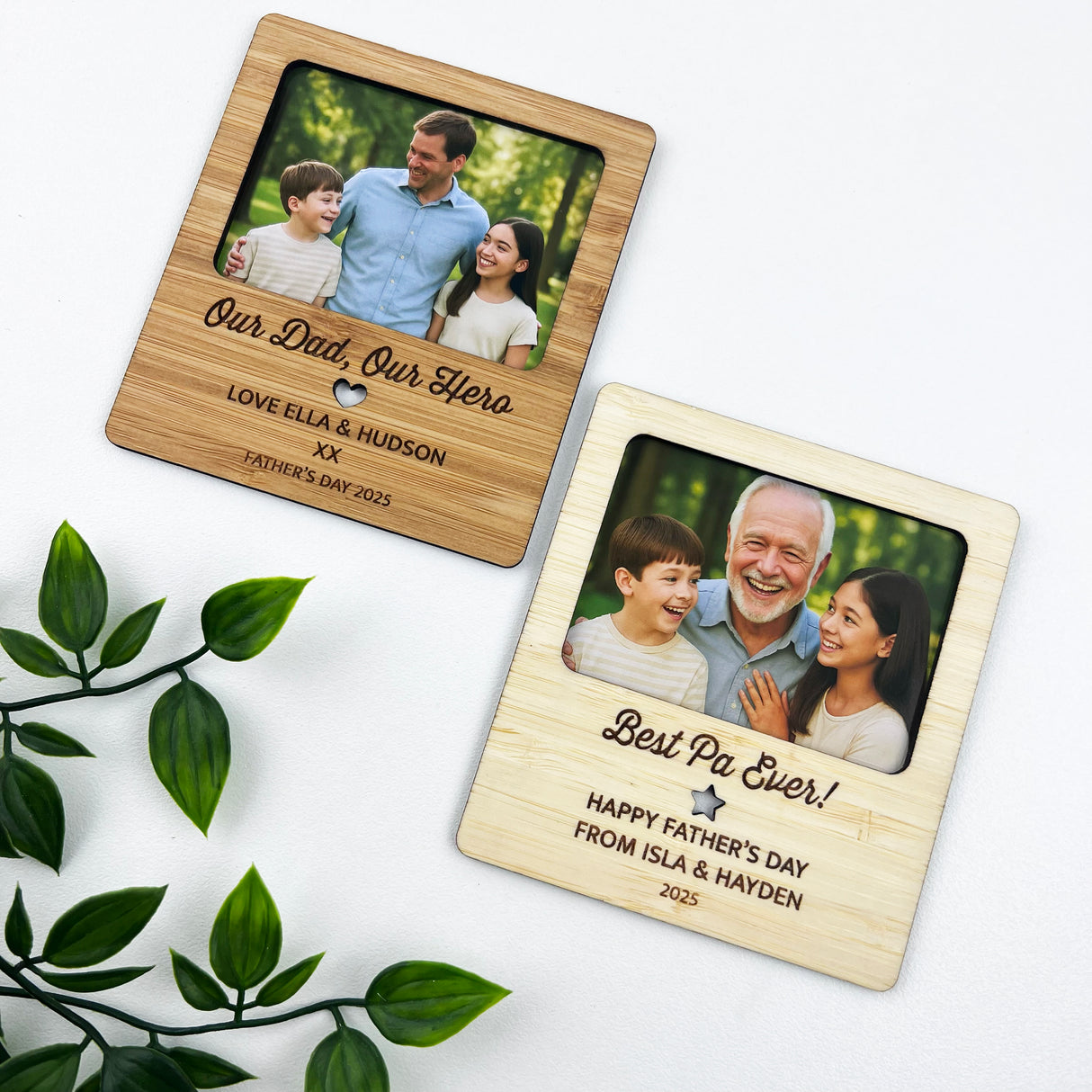 Personalised Bamboo Text Photo Magnet