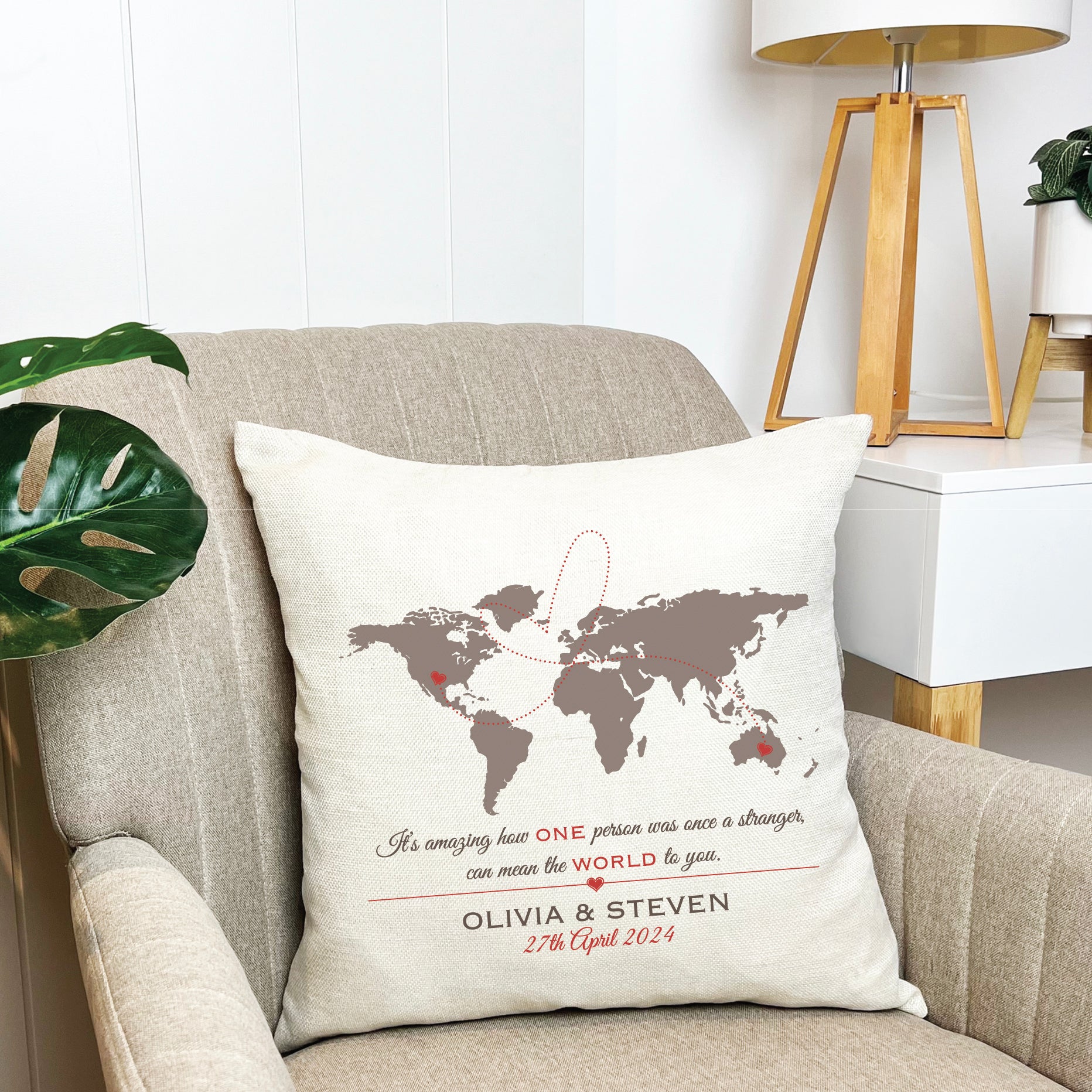 Personalised The World Cushion Cover
