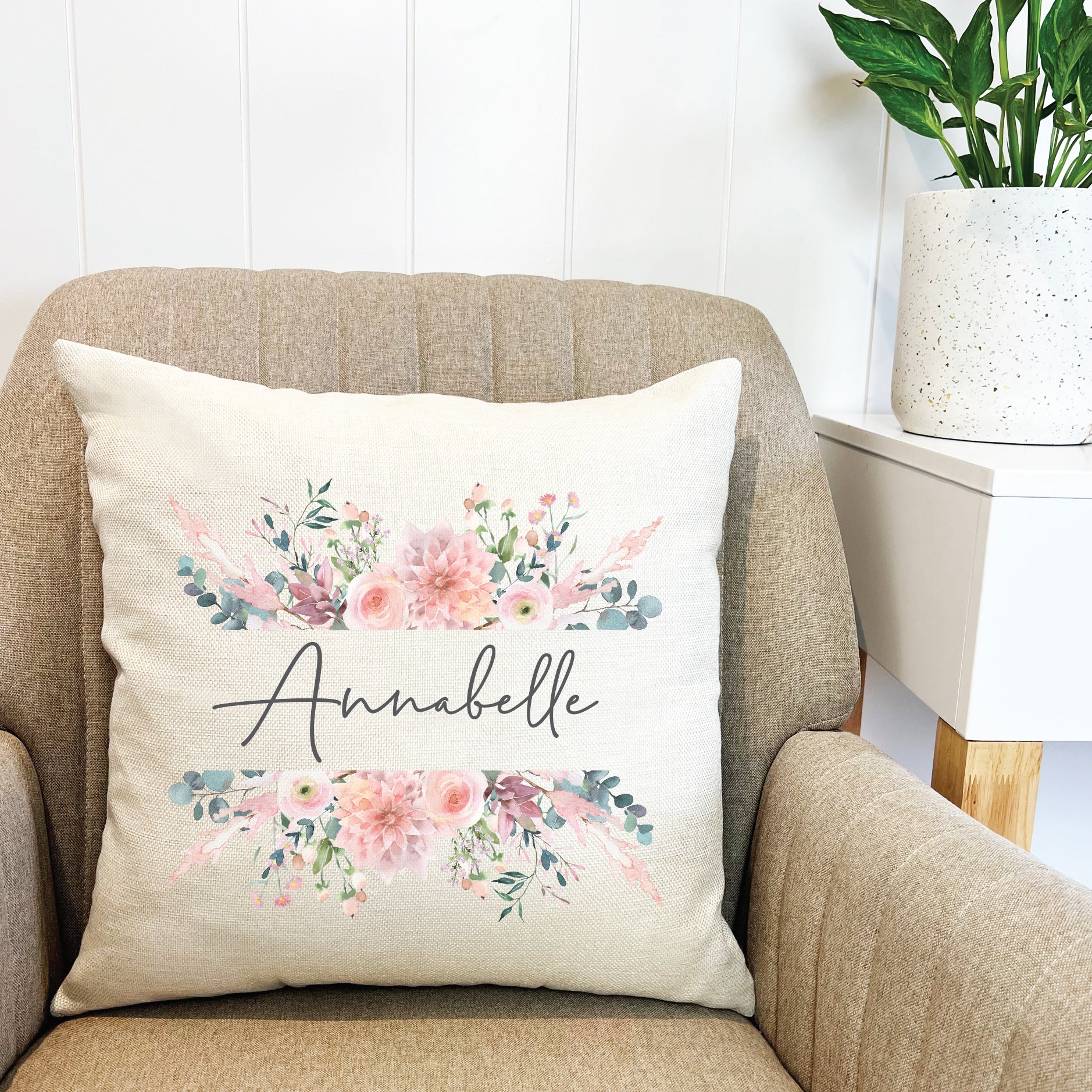 Personalised Vintage Flowers Cushion Cover