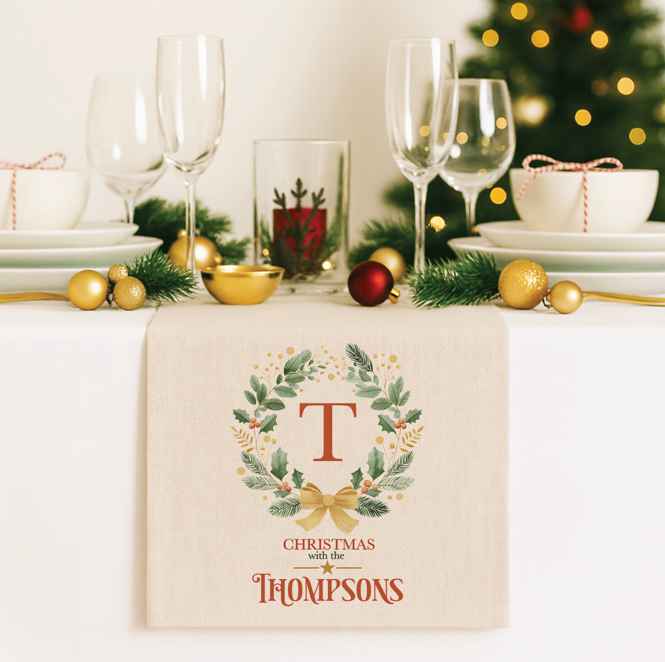 Wreath & Bow Table Runner (2 sizes)