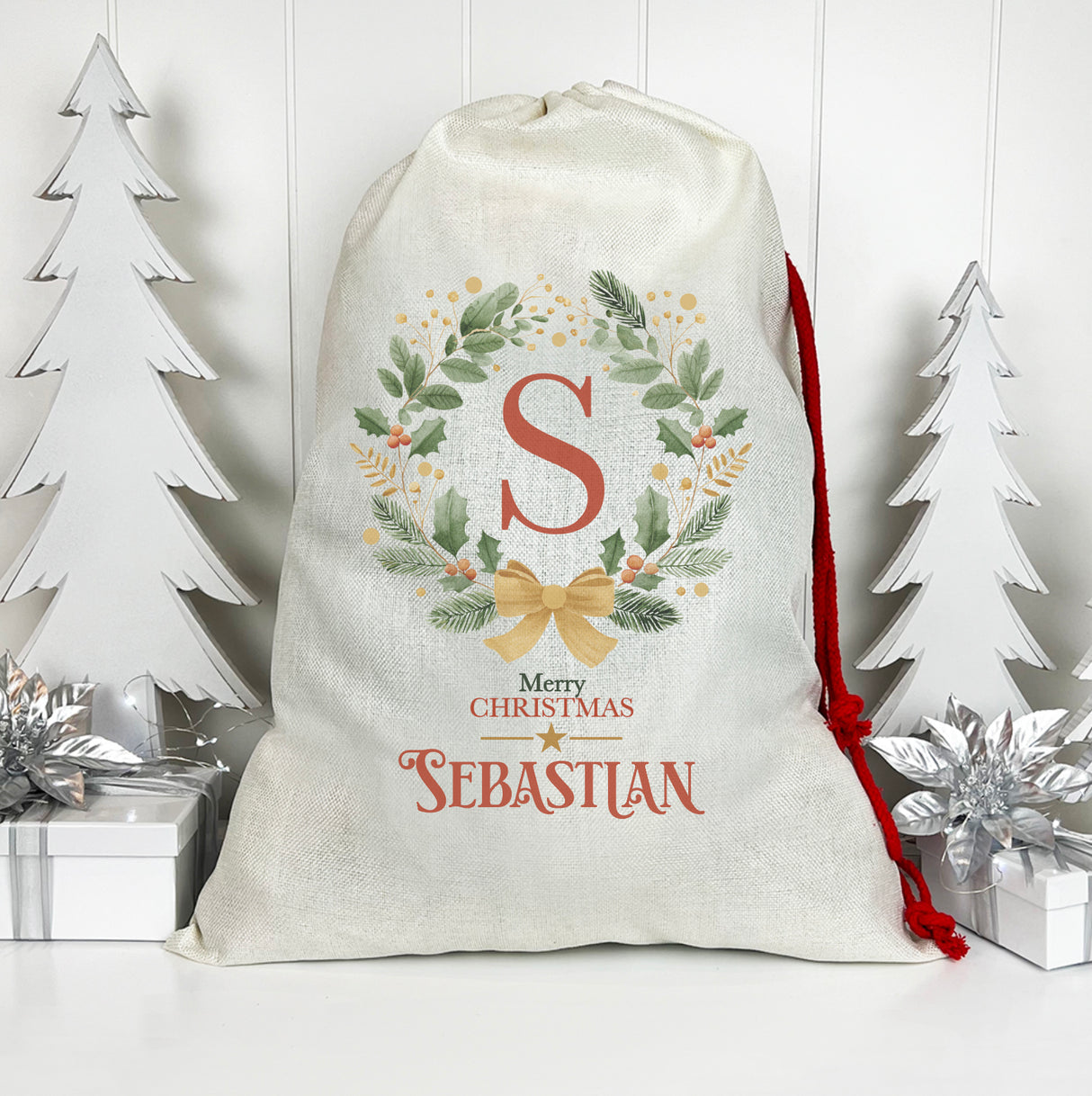 Wreath & Bow Santa Sack (Updated Design)