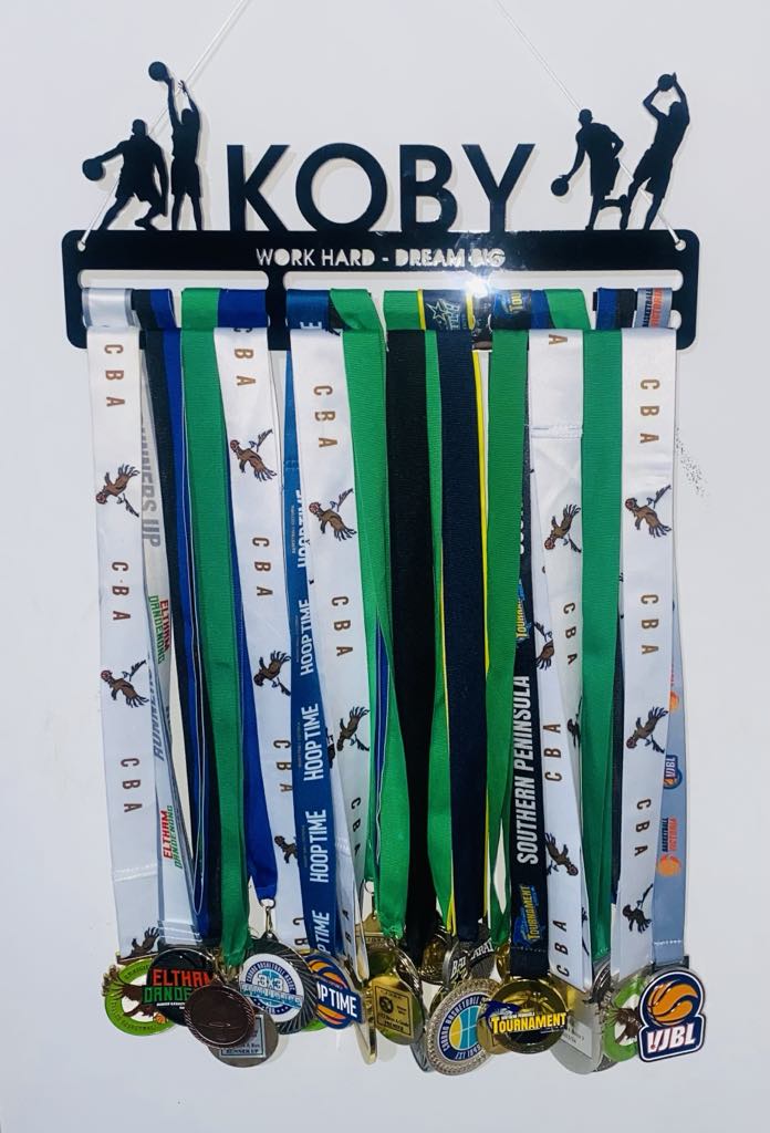 Personalised Medal Hanger - Single Design (3 finishes, various designs)