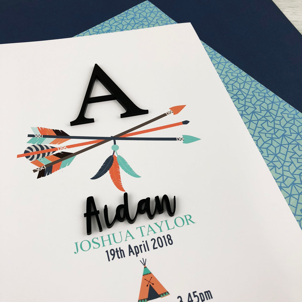 Black Acrylic Arrows Birth 3D Personalised Print