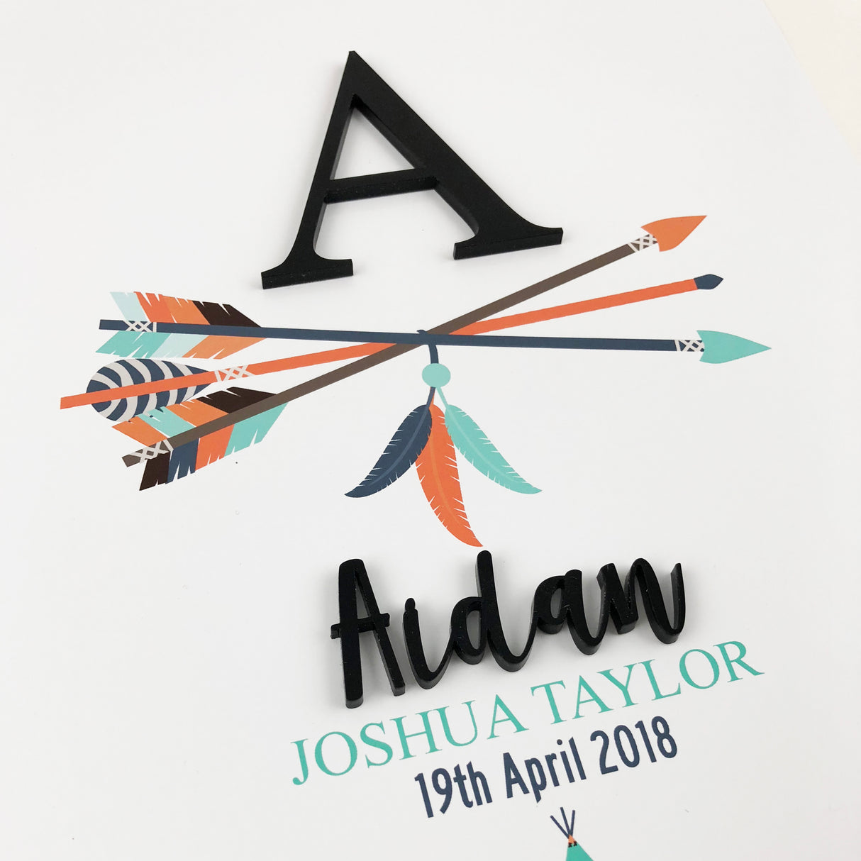 Black Acrylic Arrows Birth 3D Personalised Print