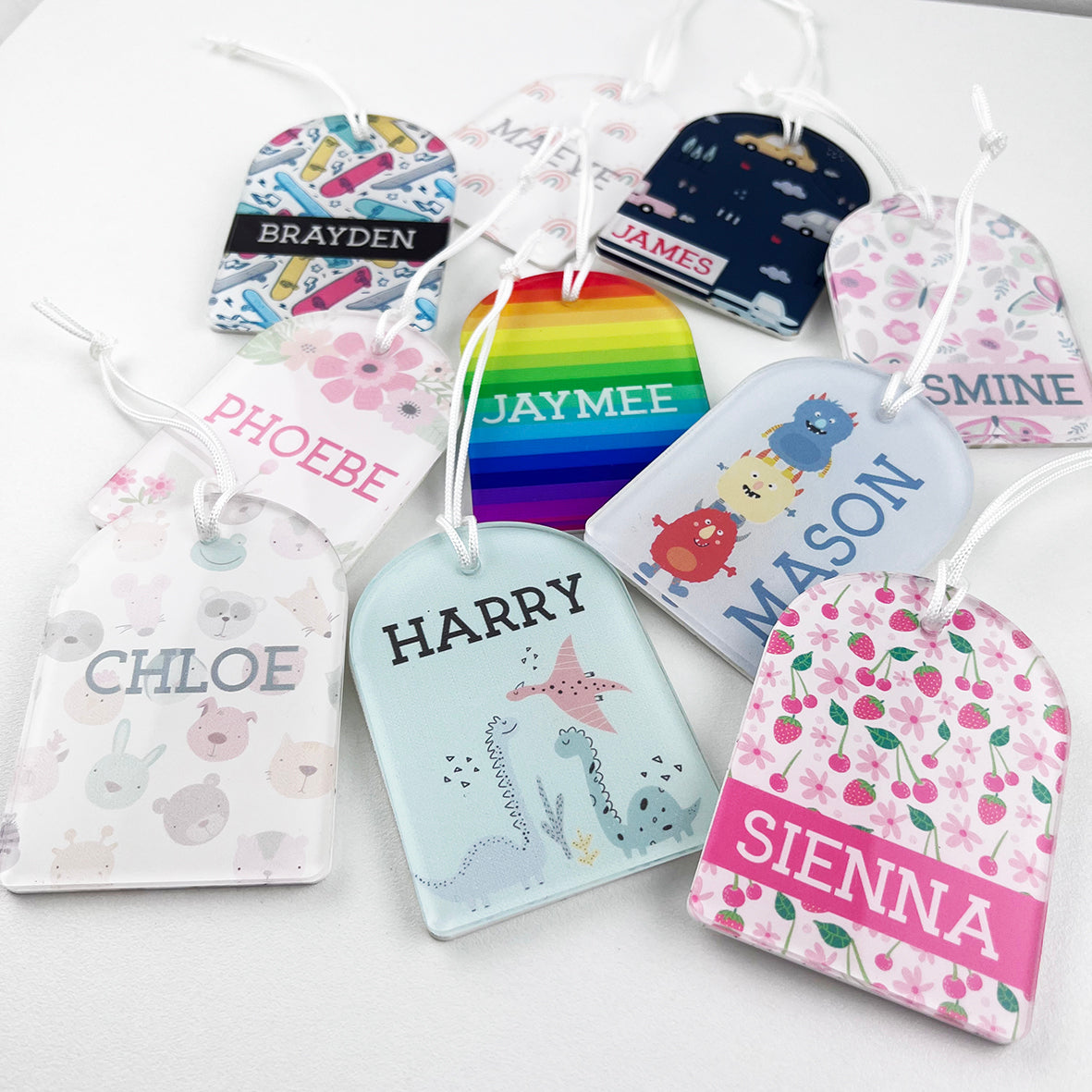 SALE! Arched Full Colour Bag Tags (names shown only)