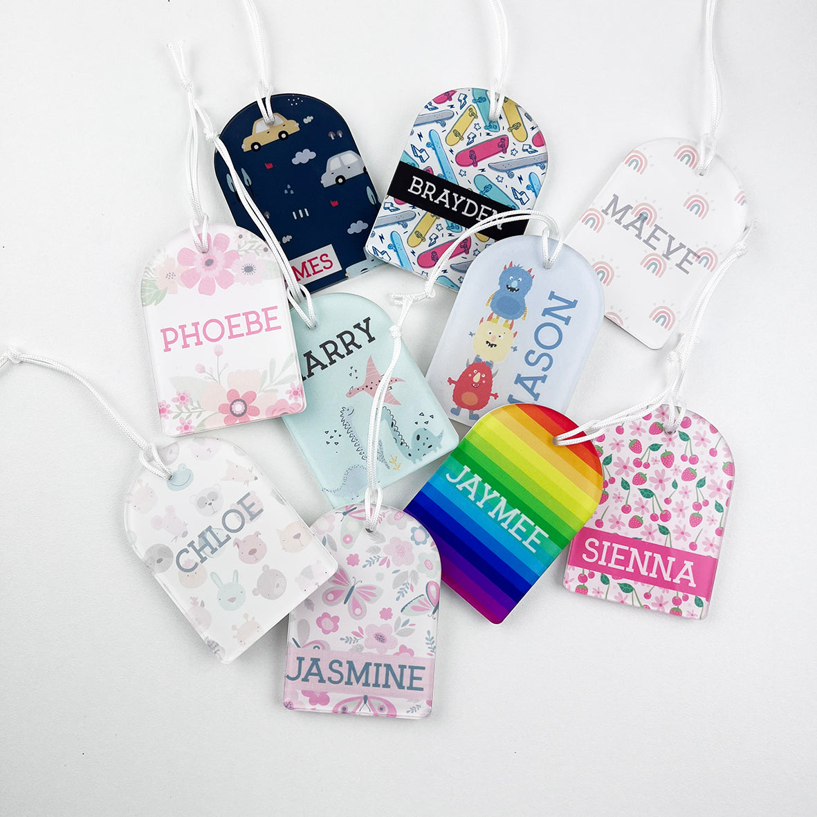 SALE! Arched Full Colour Bag Tags (names shown only)