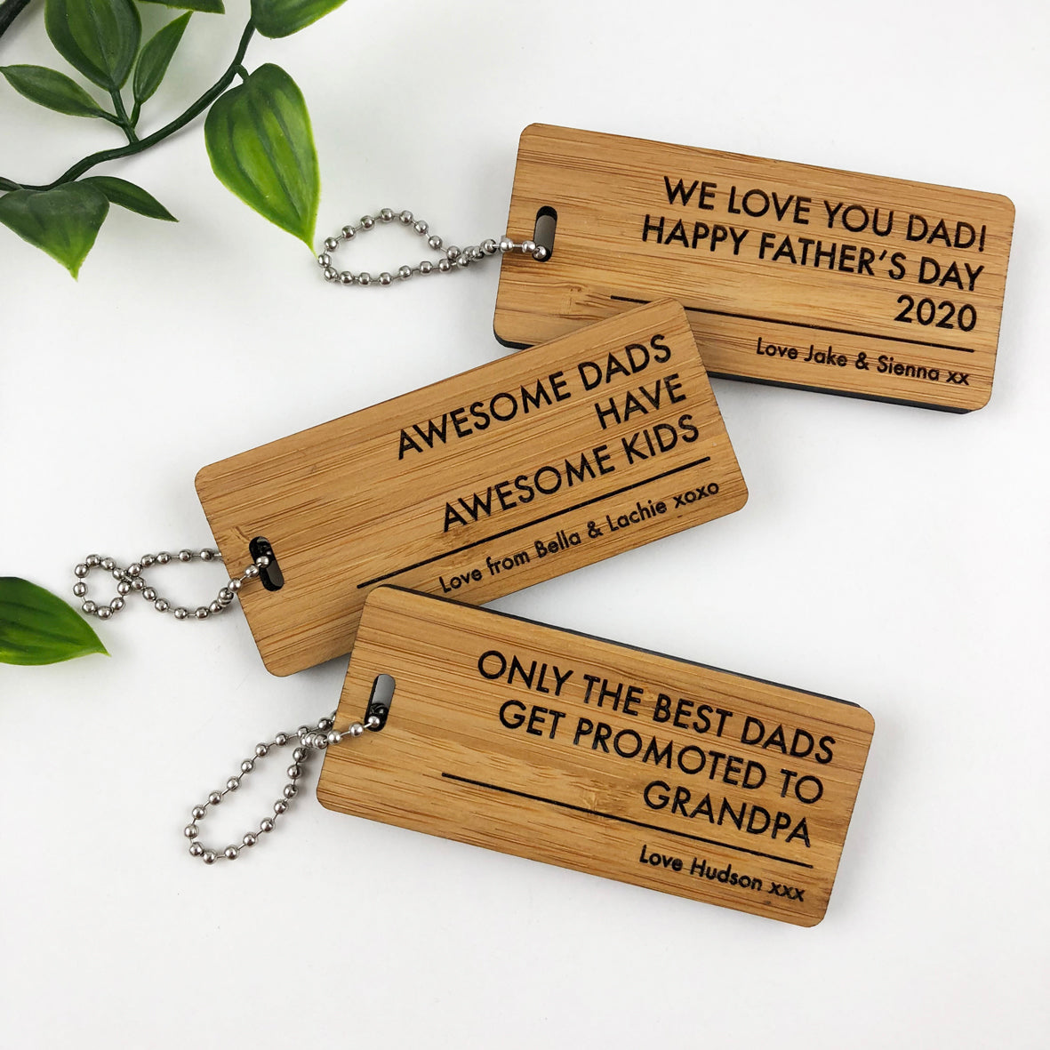 Personalised Bamboo Text Keyring
