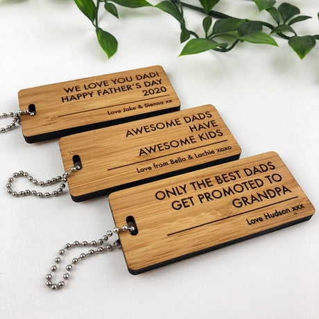 Personalised Bamboo Text Keyring