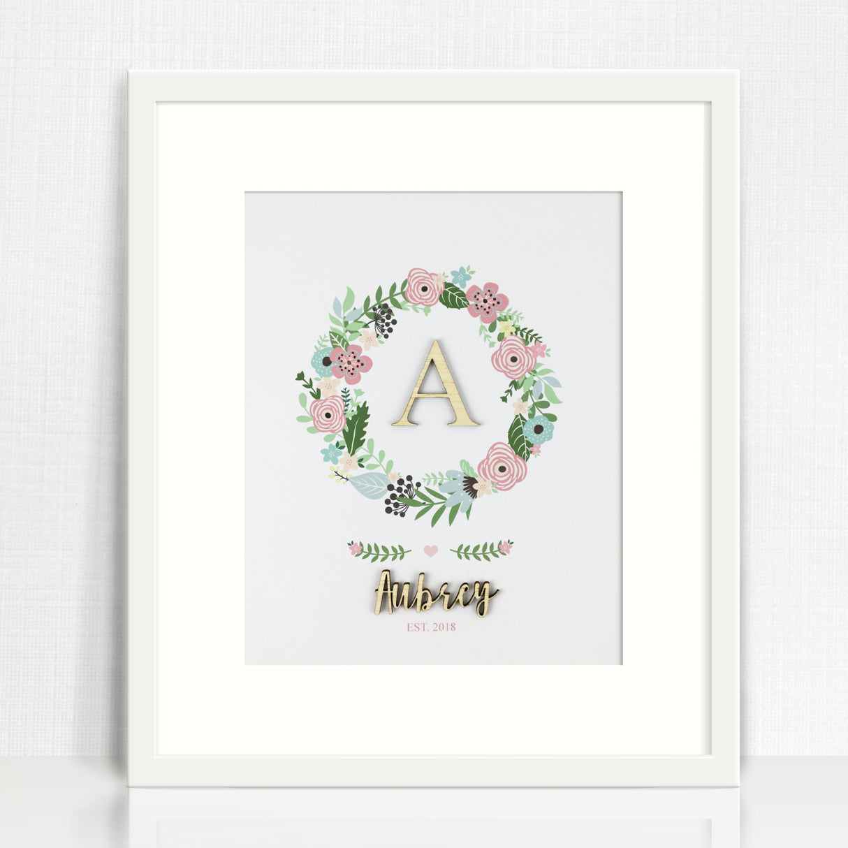 Bamboo (2 colour options) Wreath Name 3D Personalised Print