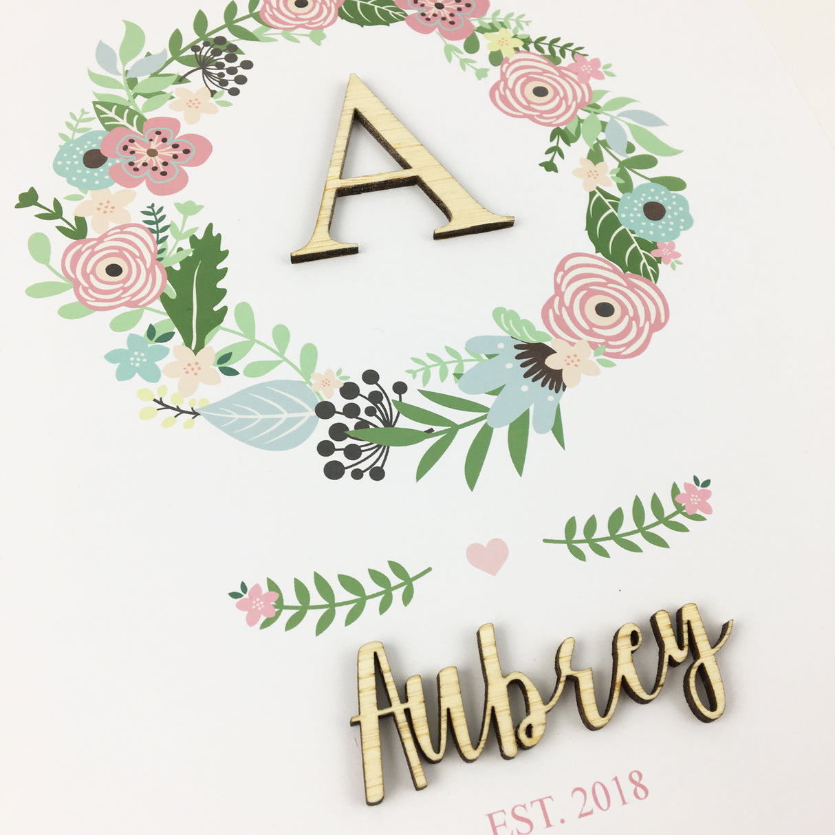 Bamboo (2 colour options) Wreath Name 3D Personalised Print