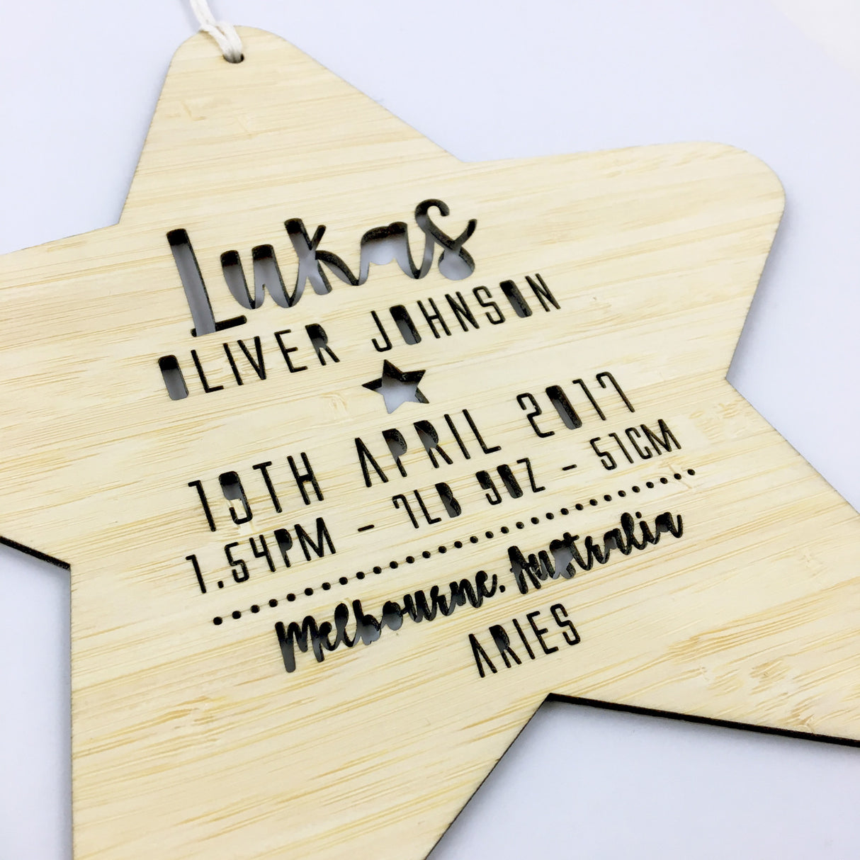 Birth Details Star Wall Hanging - boys