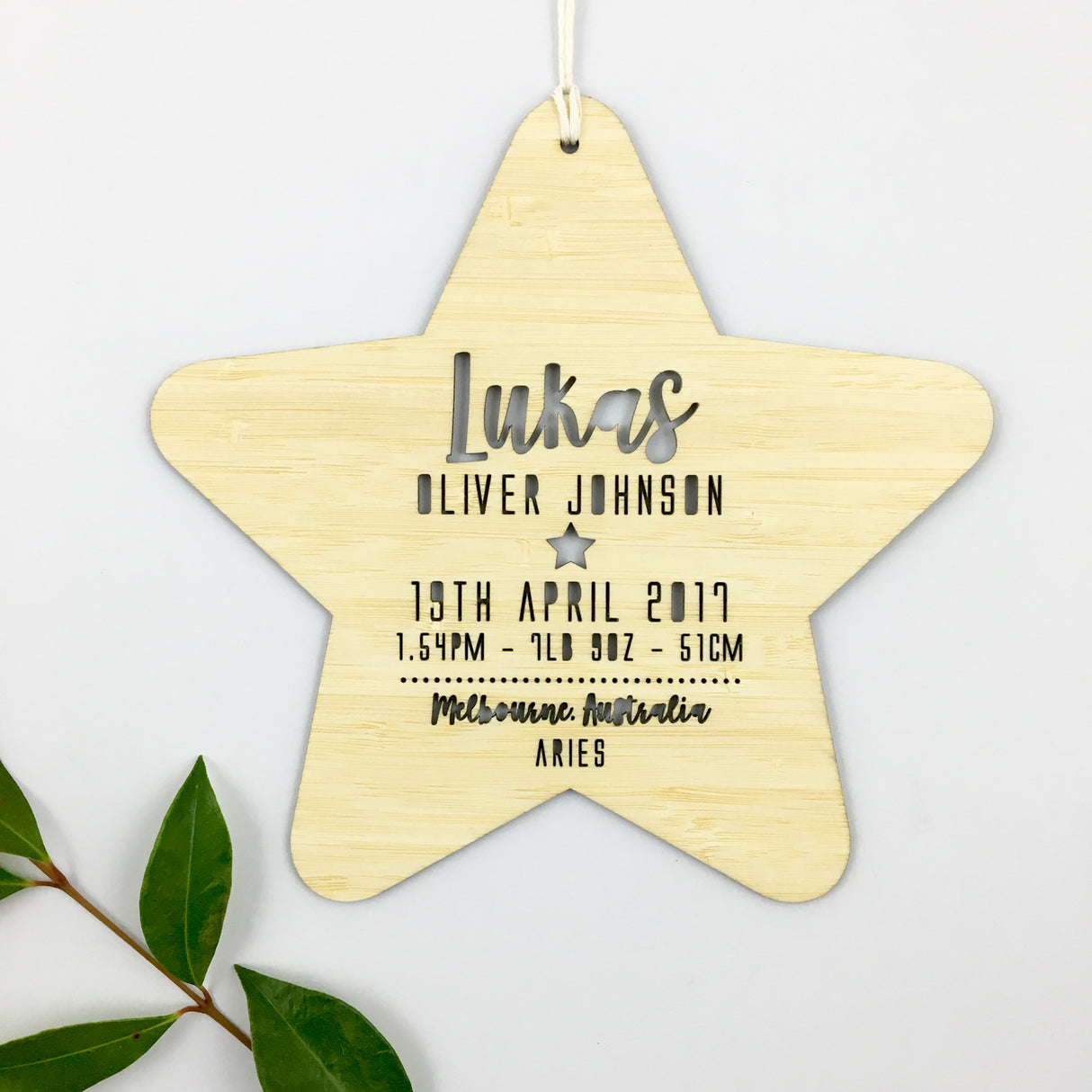 Birth Details Star Wall Hanging - boys