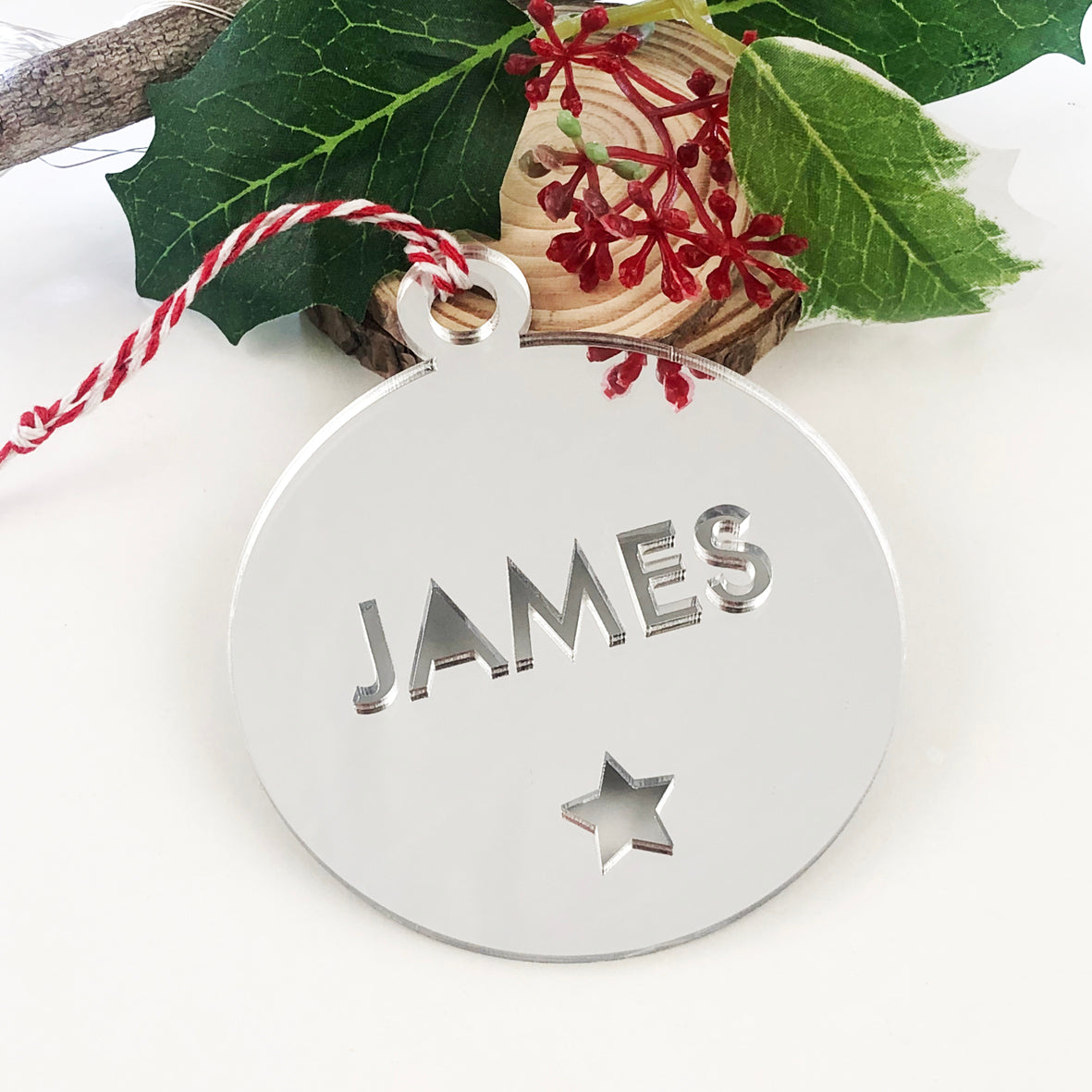 Bold Name Mirror Ornaments (3 colour options)