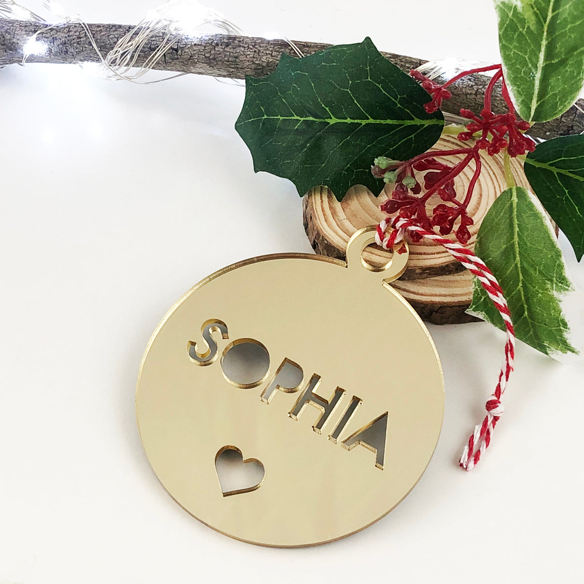 Bold Name Mirror Ornaments (3 colour options)