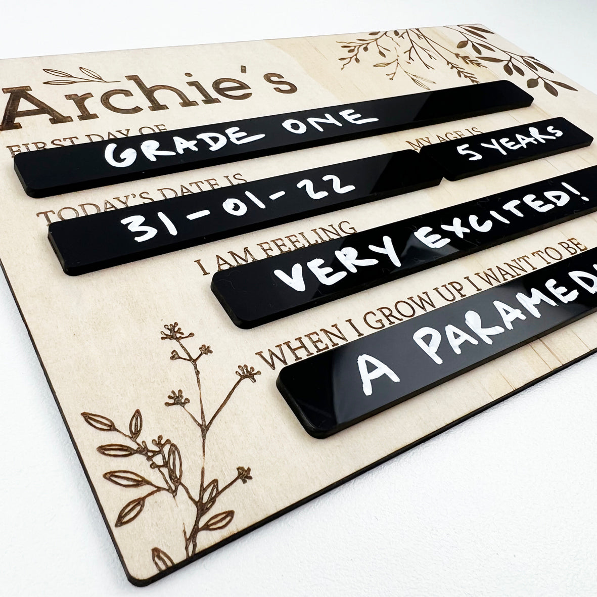 First Day Of Milestone Board - Botanicals (black)