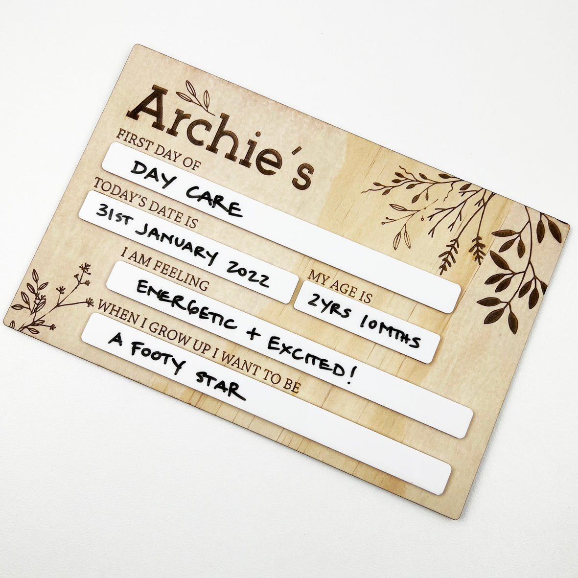 First Day Of Milestone Board - Botanicals (white)