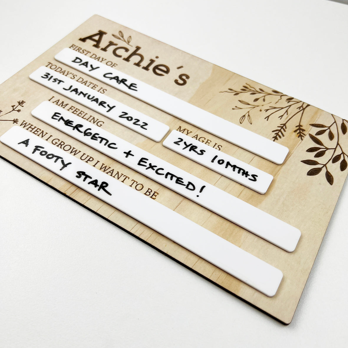 First Day Of Milestone Board - Botanicals (white)