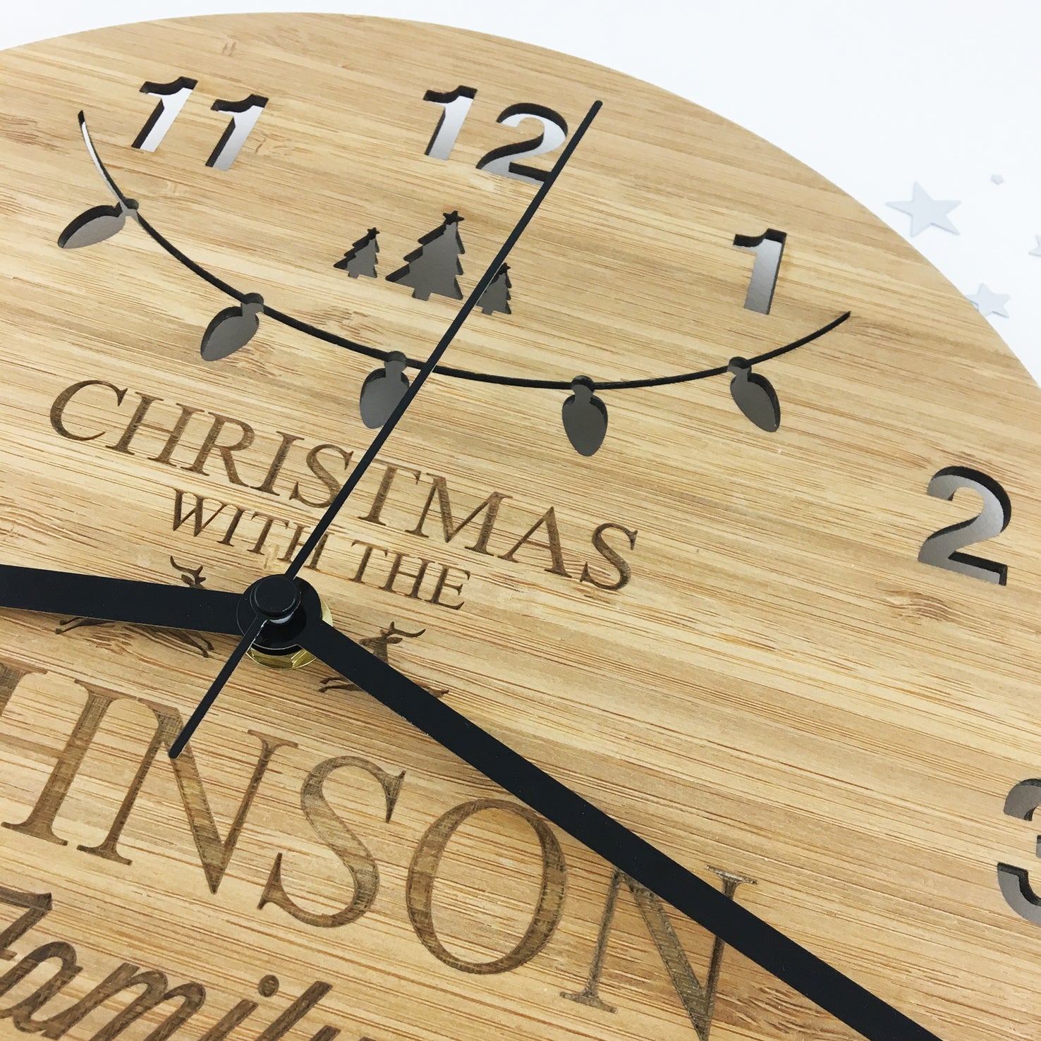 Christmas Bamboo Wall Clock