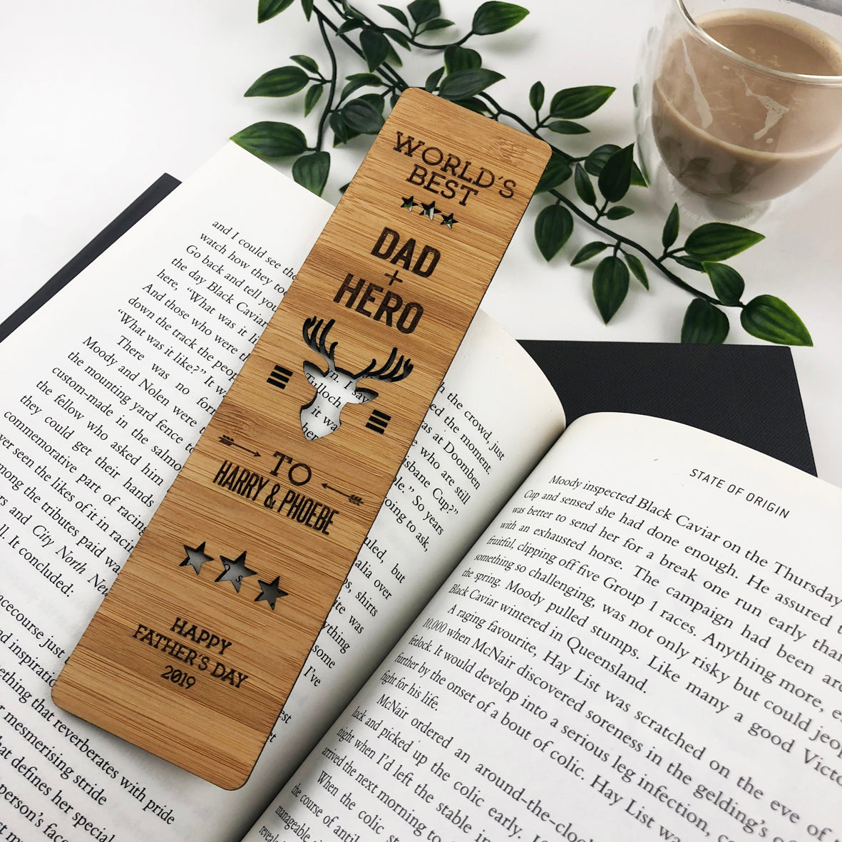 Personalised Dad & Hero Bamboo Bookmark